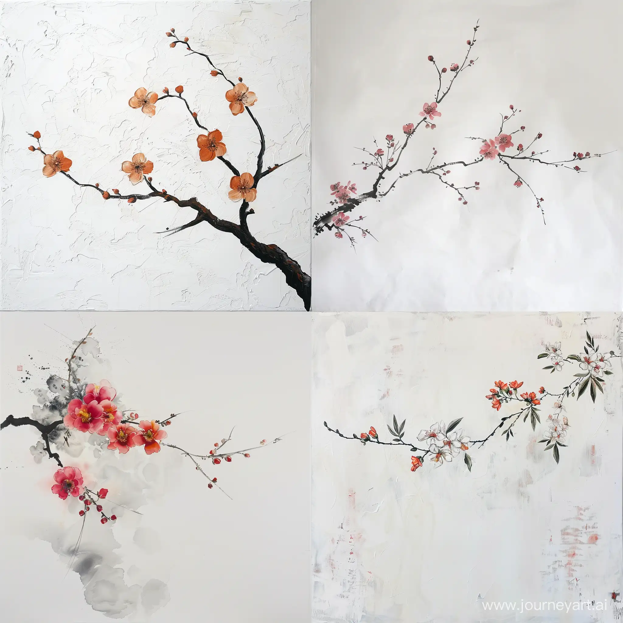 Elegant-Floral-Branch-Painting-on-Pure-White-Canvas