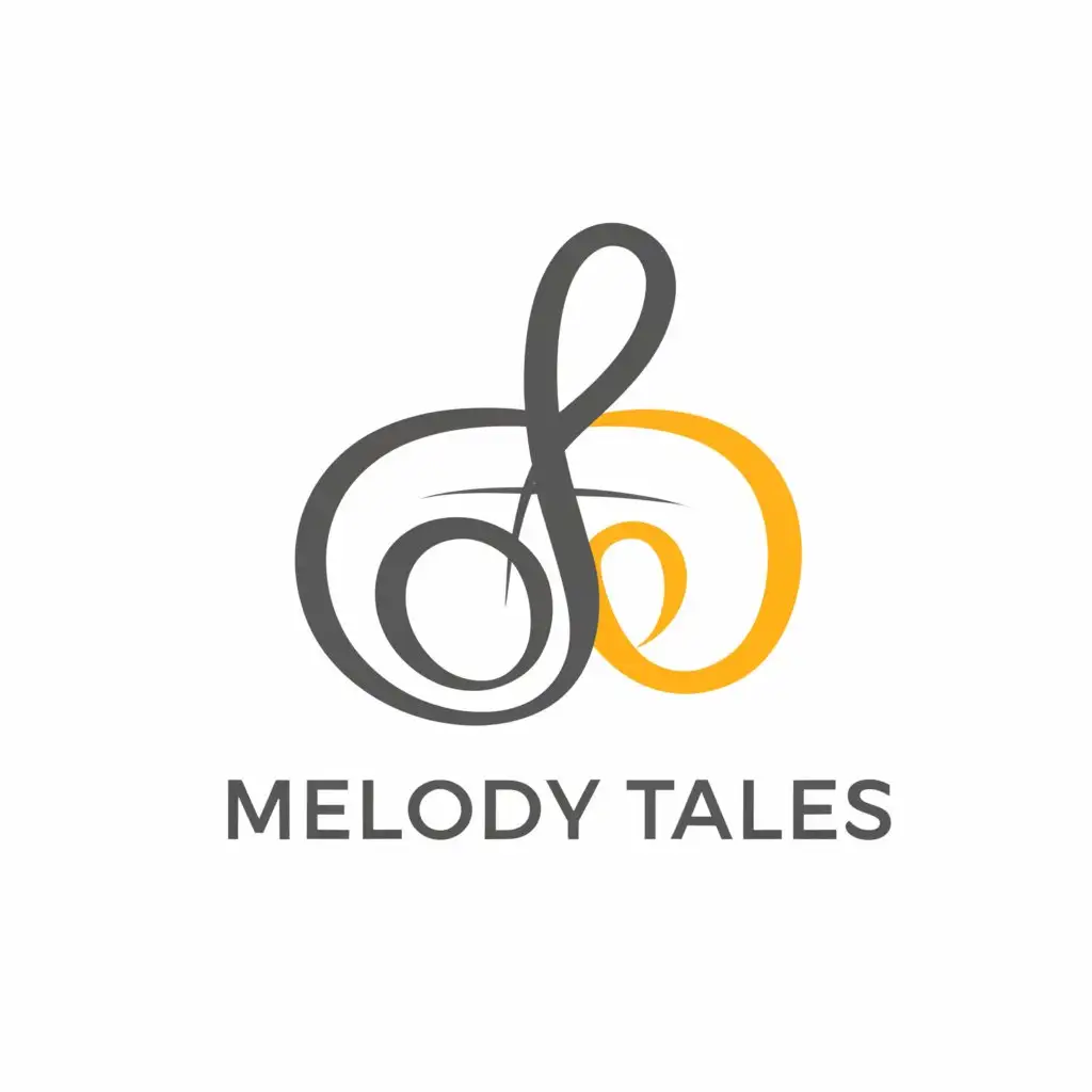 a logo design,with the text "Melody Tales", main symbol:bass clef and treble clef,Moderate,be used in Entertainment industry,clear background