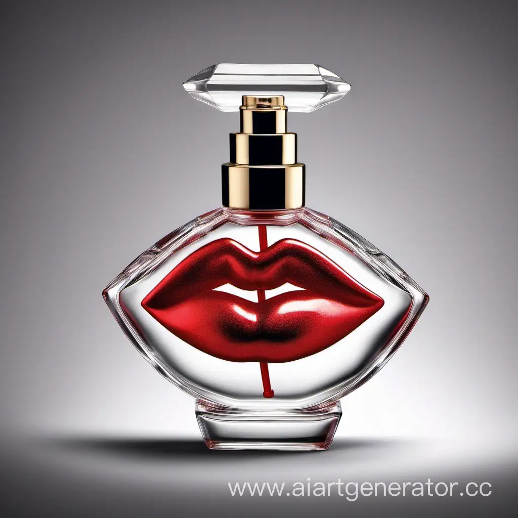 botella de perfume elegante con forma de labios rojos

