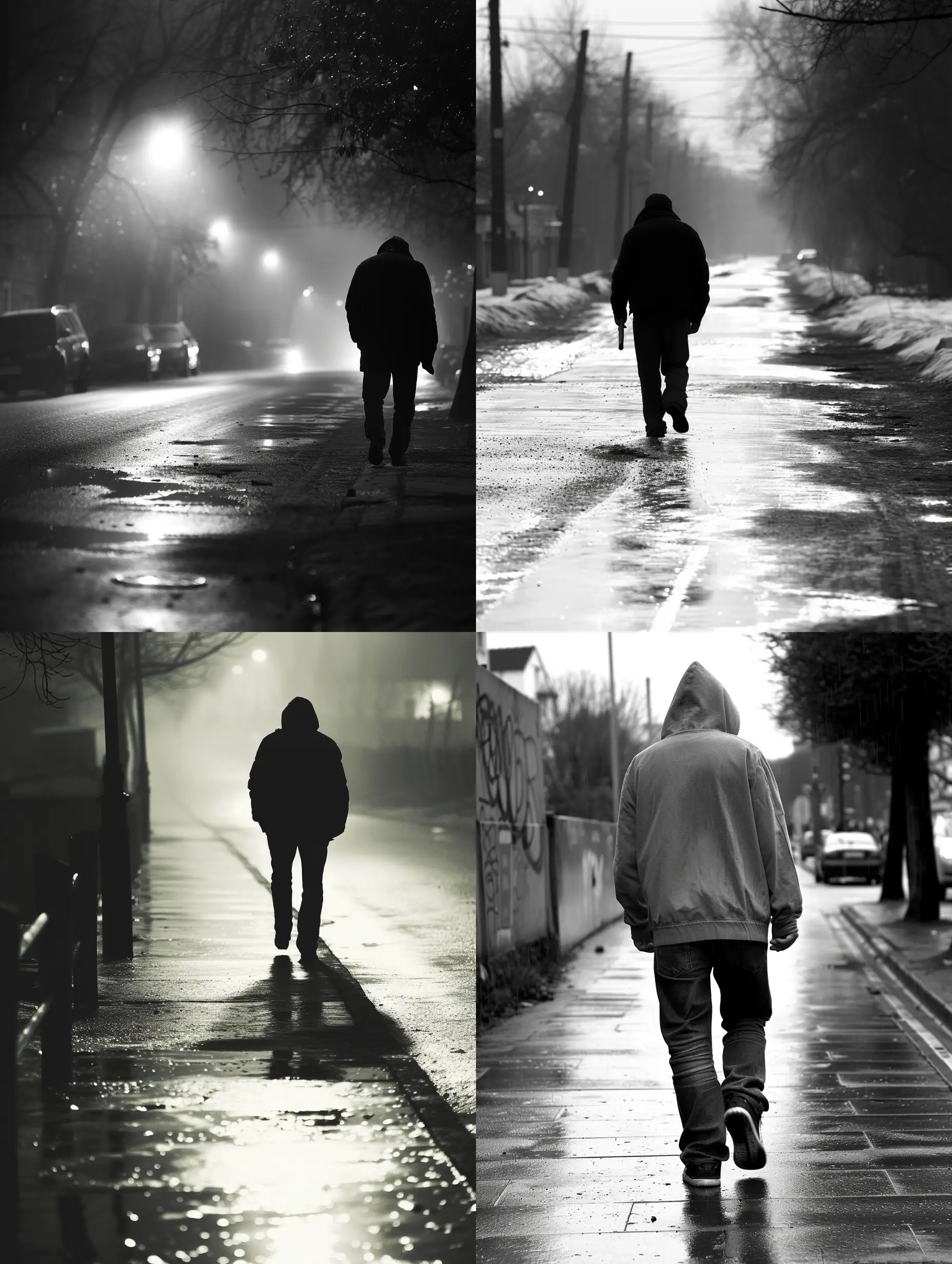 Walking alone on the way home, lonely and helpless. --v 6 --ar 3:4 --no 6571
