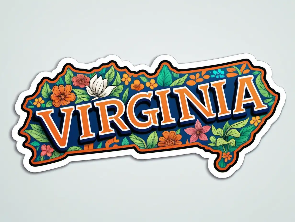 Cheerful Virginia Names Sticker Art on Tertiary Color Background