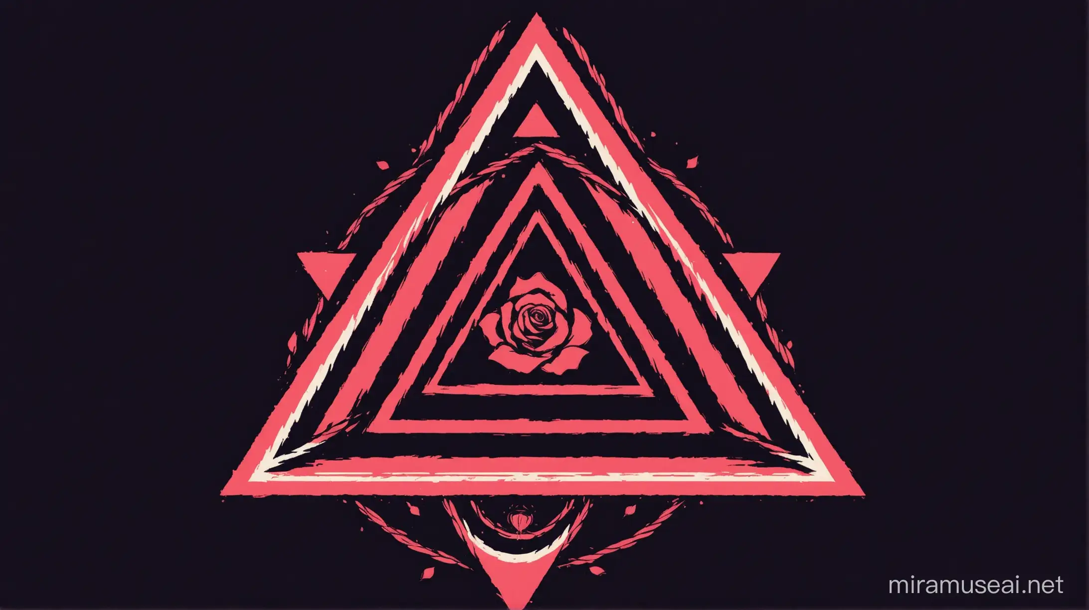 
a logo, a triangle and a rose, some darkness and fear, the name should have bermuda triangle courage, strength, unity (THIS LOGO MUST BE PERFECT)
