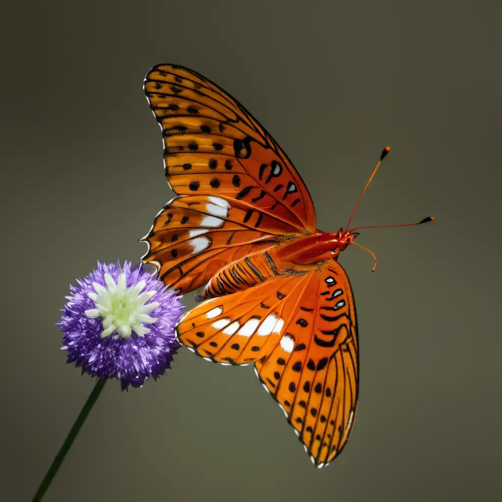 Vibrant Gulf Fritillary Butterfly in Lush Garden Setting