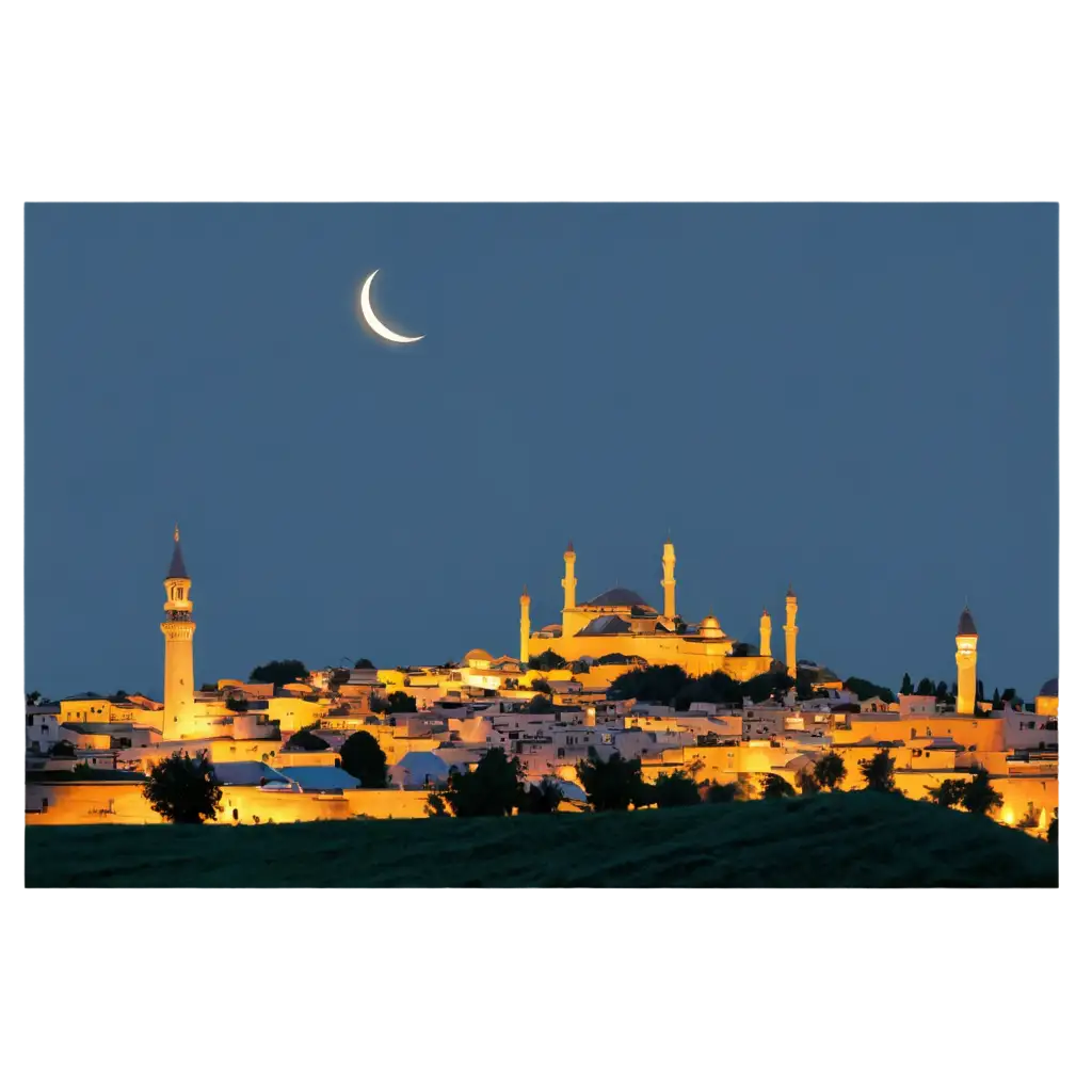 new moon sight in Islamic prospect  in the village in landscape.