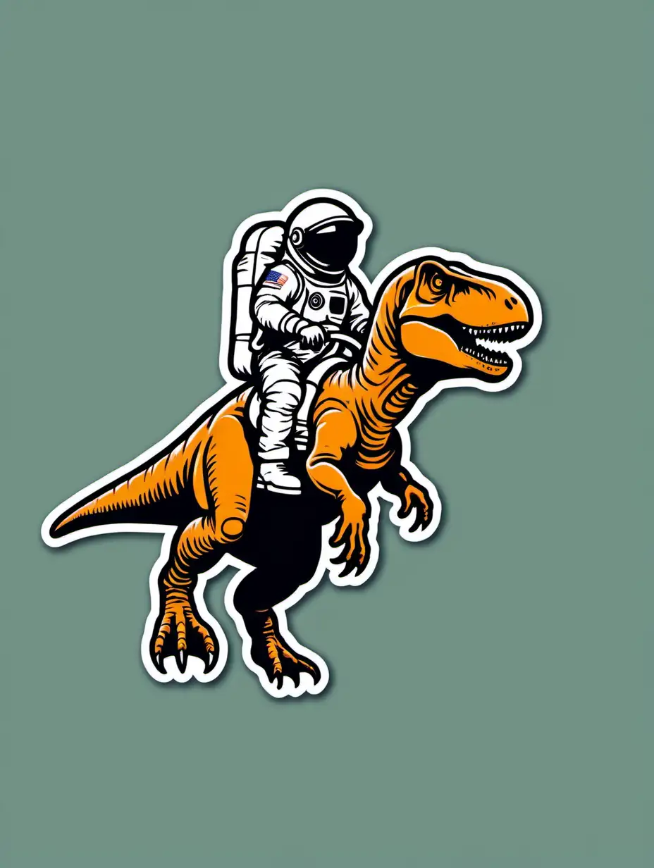 astronaut riding a t rex minimal sticker