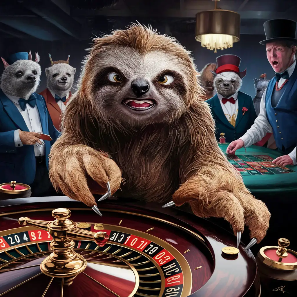 Angry-Sloth-Playing-Casino-Roulette