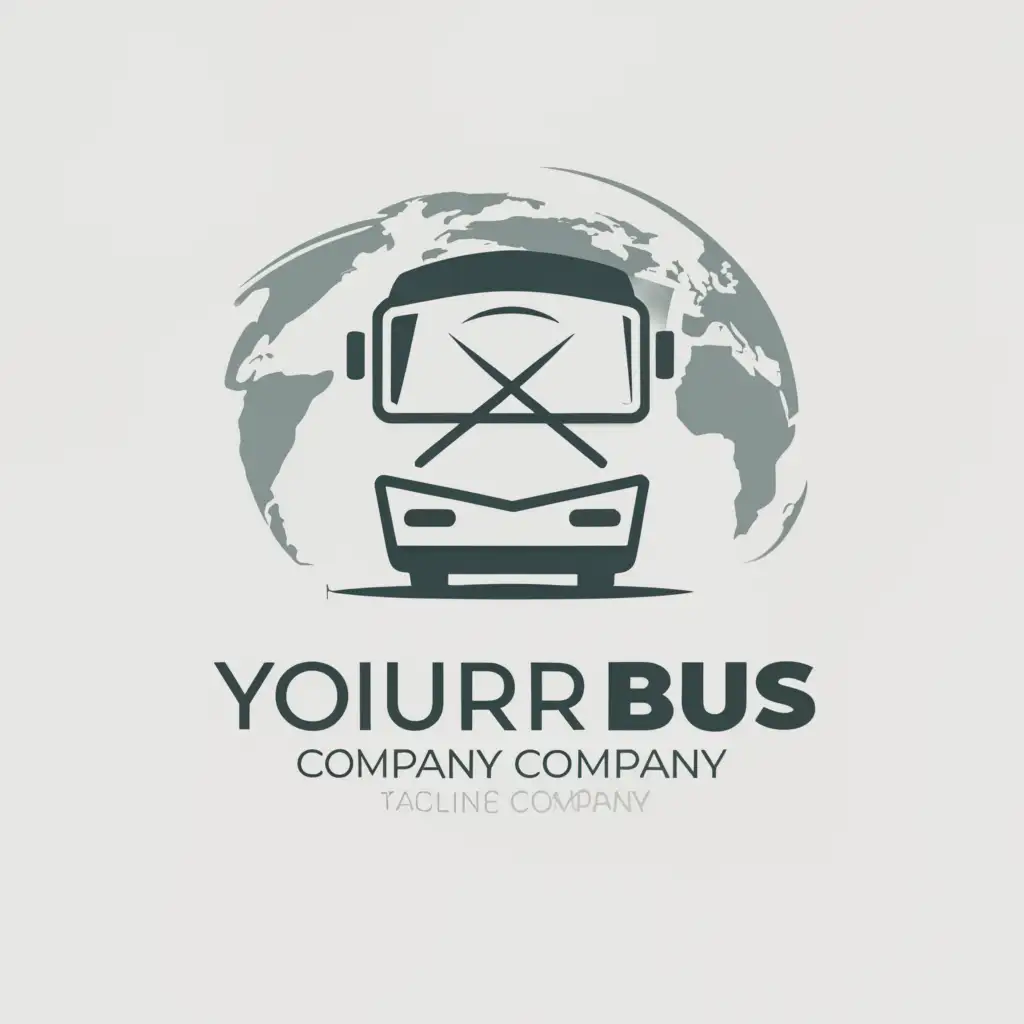 a logo design,with the text "Transport company Your bus", main symbol:Bus against the backdrop of the continent,Сложный,be used in Путешествия industry,clear background