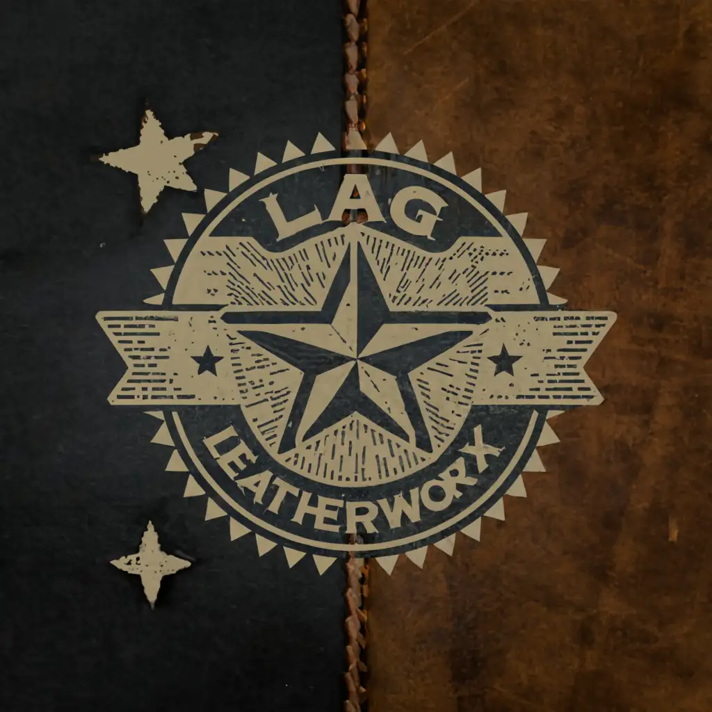 a logo design,with the text "LAG Leatherworx", main symbol:Texas, Star, Circle, badge, handmade, craftsman,Moderate,clear background, handcrafted in Texas, est. 2024