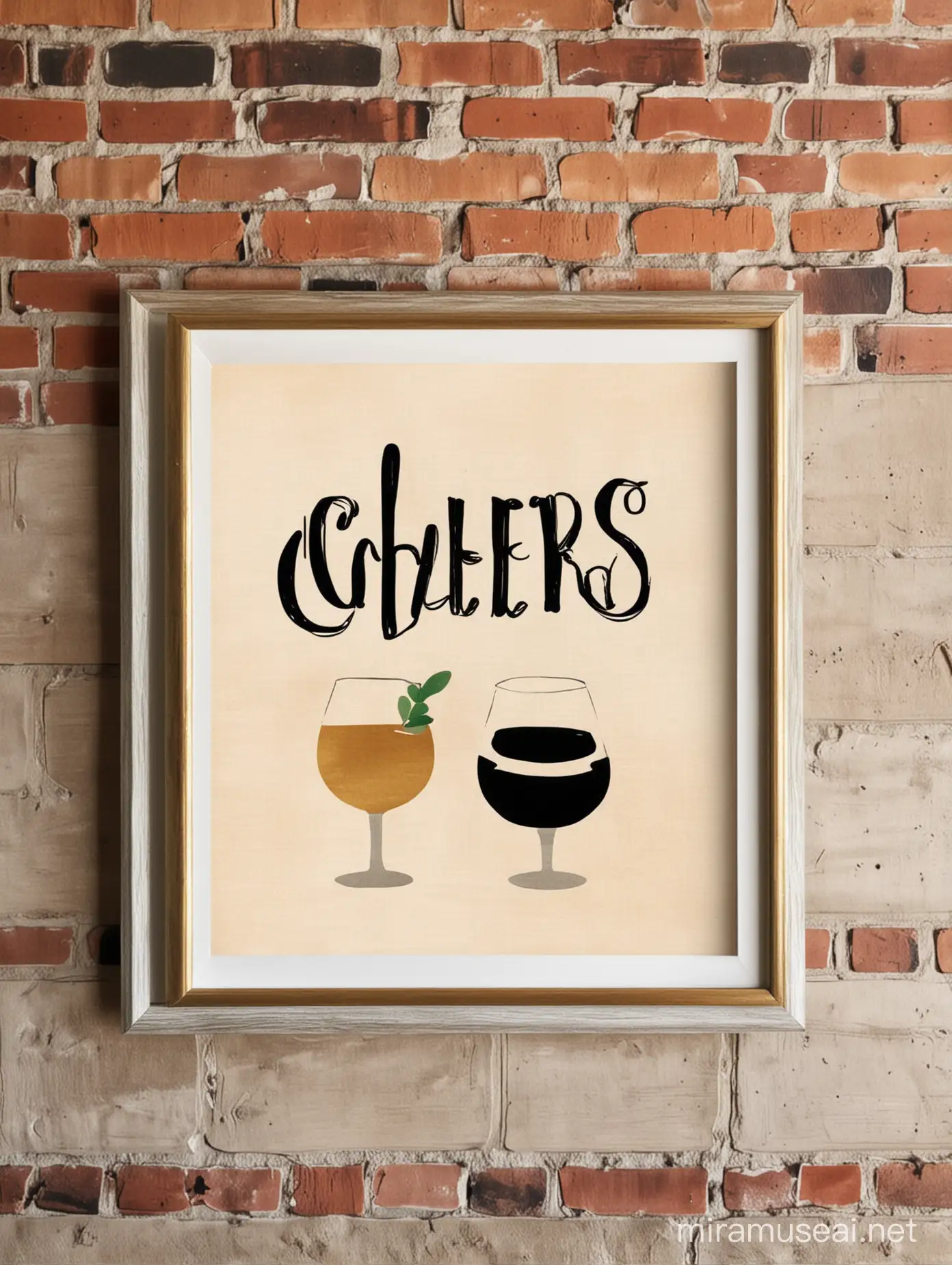 Elegant Cheers Print for Bar Cart Wall Decor Stylish Cheers Sign and Printable Art