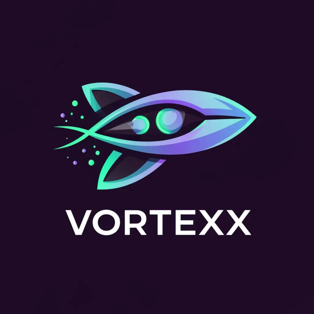 a logo design,with the text "vortex", main symbol:advanced futuristic spaceship, sci-fi, vector, flat, simple shapes, complex structure,Moderate,be used in Technology industry,clear background