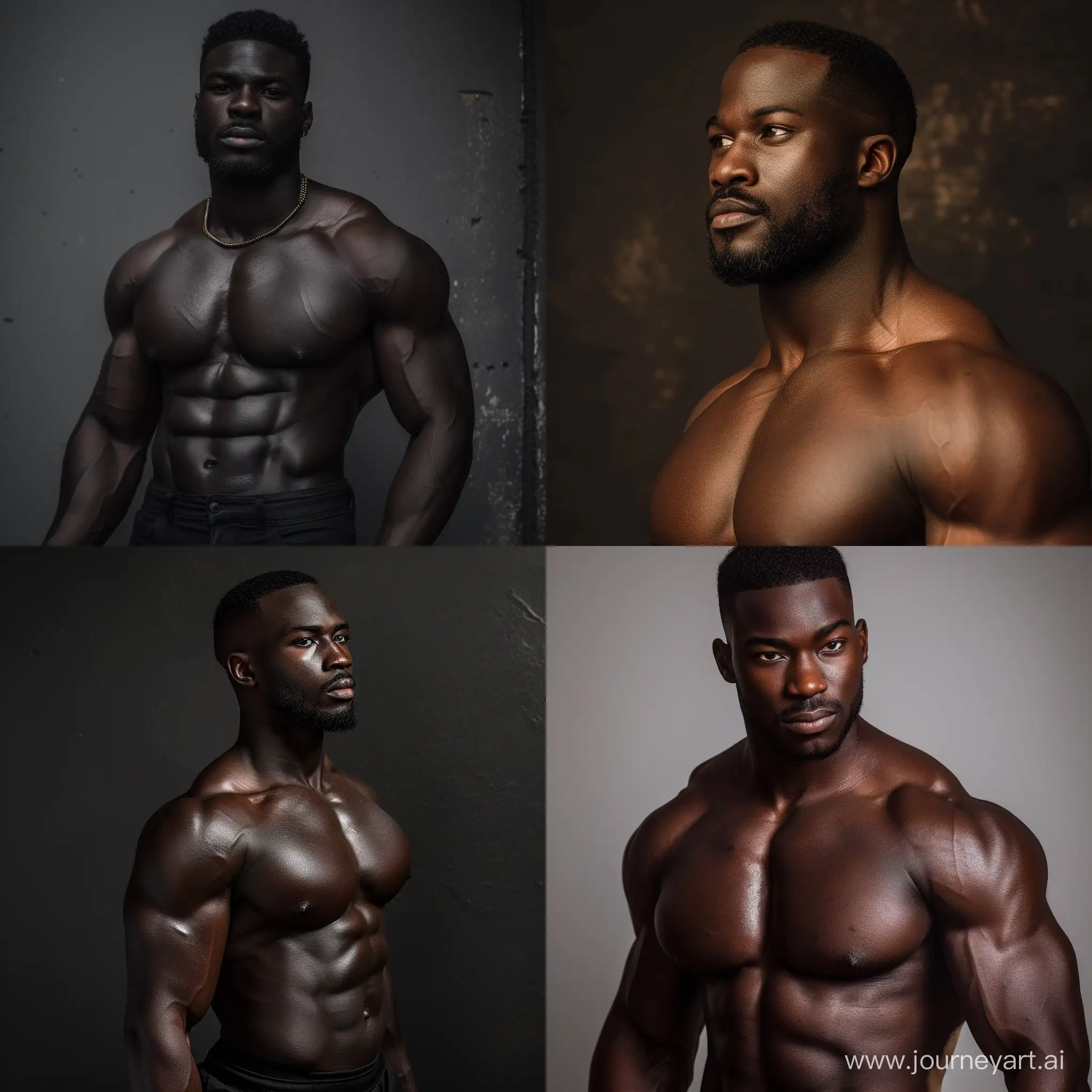 Empowering-Black-Muscular-Gay-Individual-in-Vibrant-Artistic-Display
