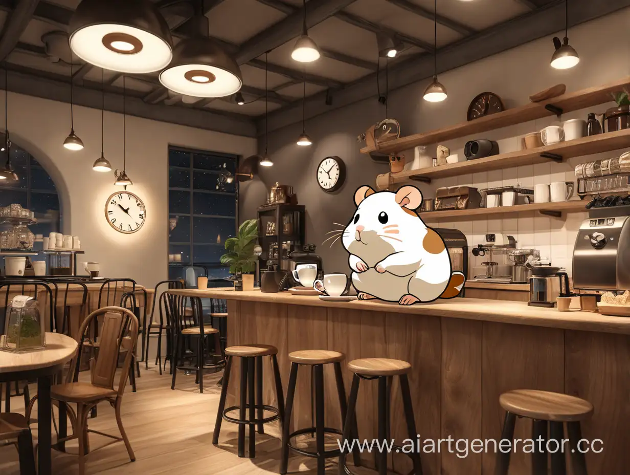 I want to see the logo for the CHNO coffee house (Coffee, Hamster, Night, O'clock), which will reflect its cozy atmosphere and high quality drinks