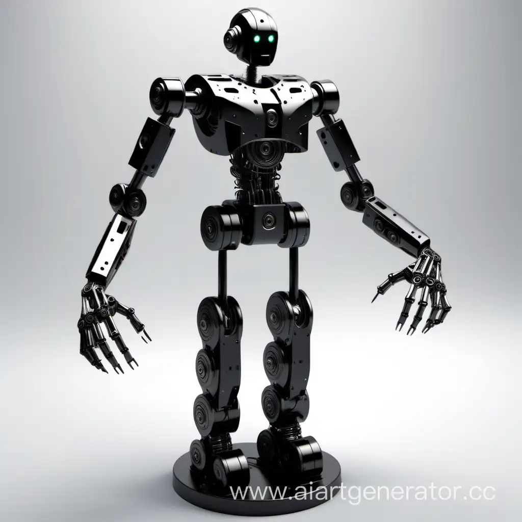 робот-сборщик с 4 руками, сделан из чёрного металла