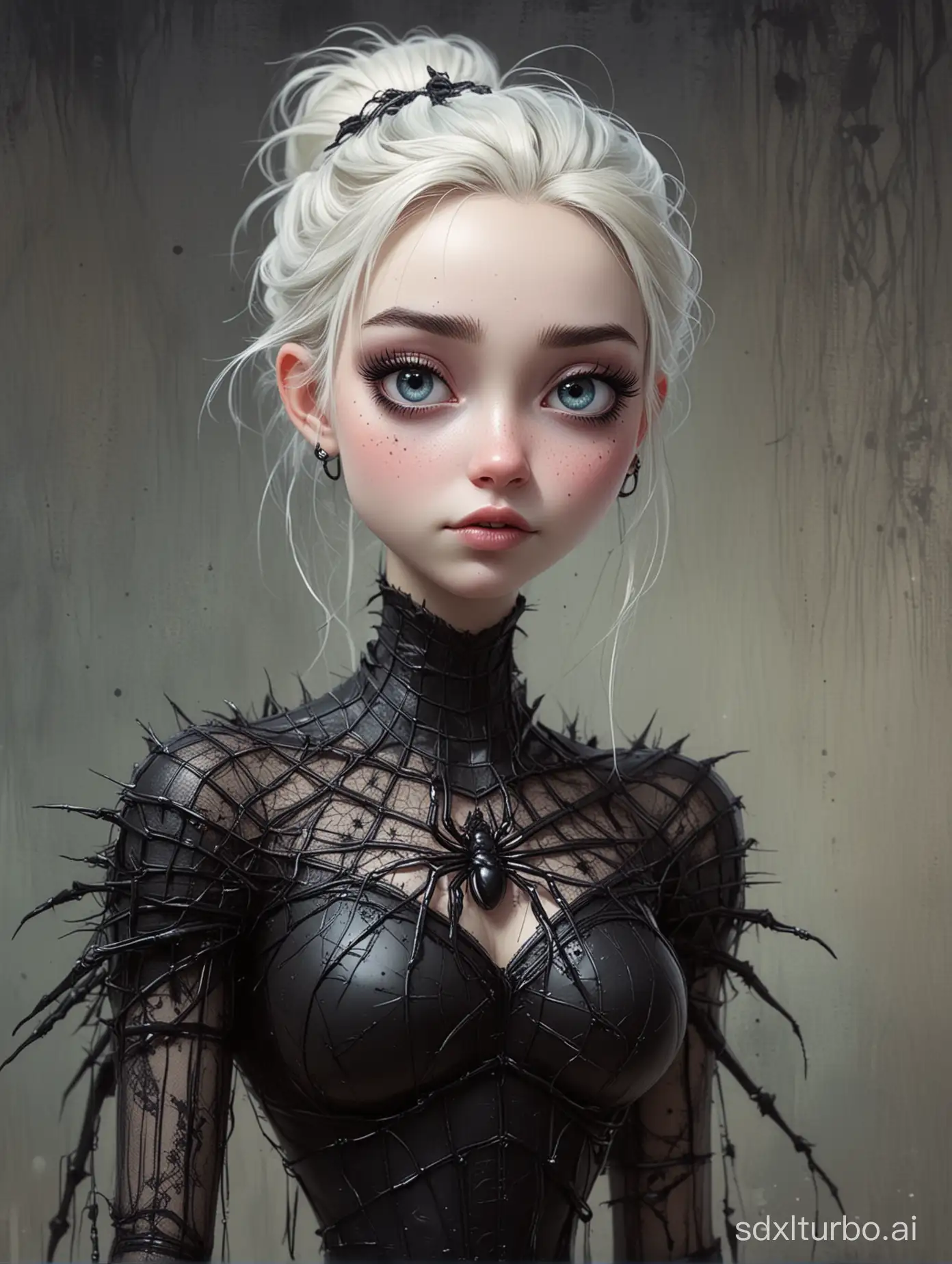 Elsa, Goth Black Spider Style, by Sam Toft, by Tim Burton, by Elsa Bleda, by Ross Tran