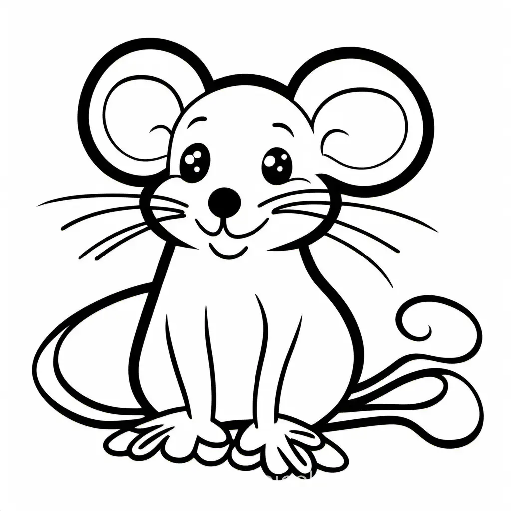 a little mouse no background, Coloring Page, black and white, line art, white background, Simplicity, Ample White Space. The background of the coloring page is plain white to make it easy for young children to color within the lines. The outlines of all the subjects are easy to distinguish, making it simple for kids to color without too much difficulty