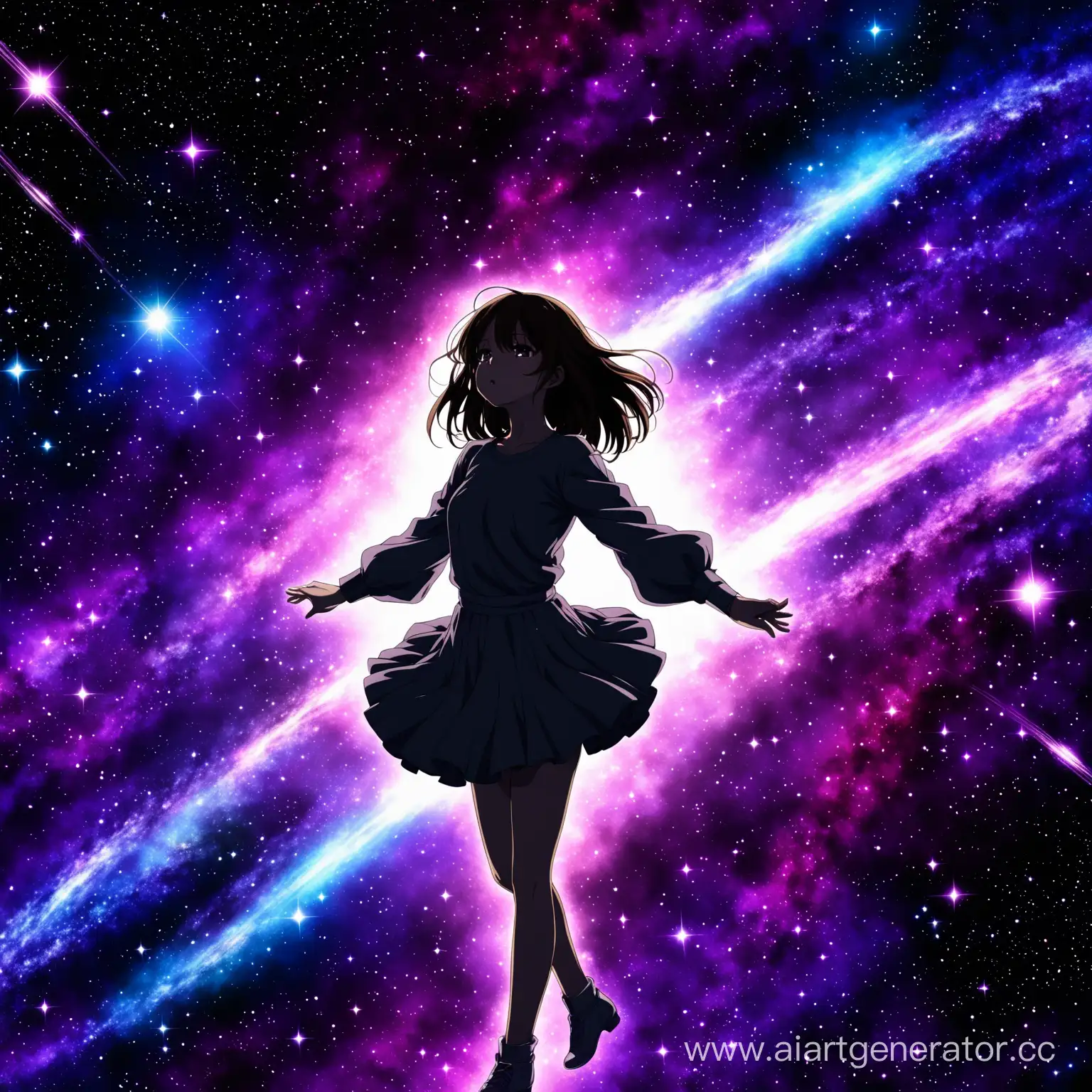 Аниме девочка танец  и ее засасывает галактика. Все темное