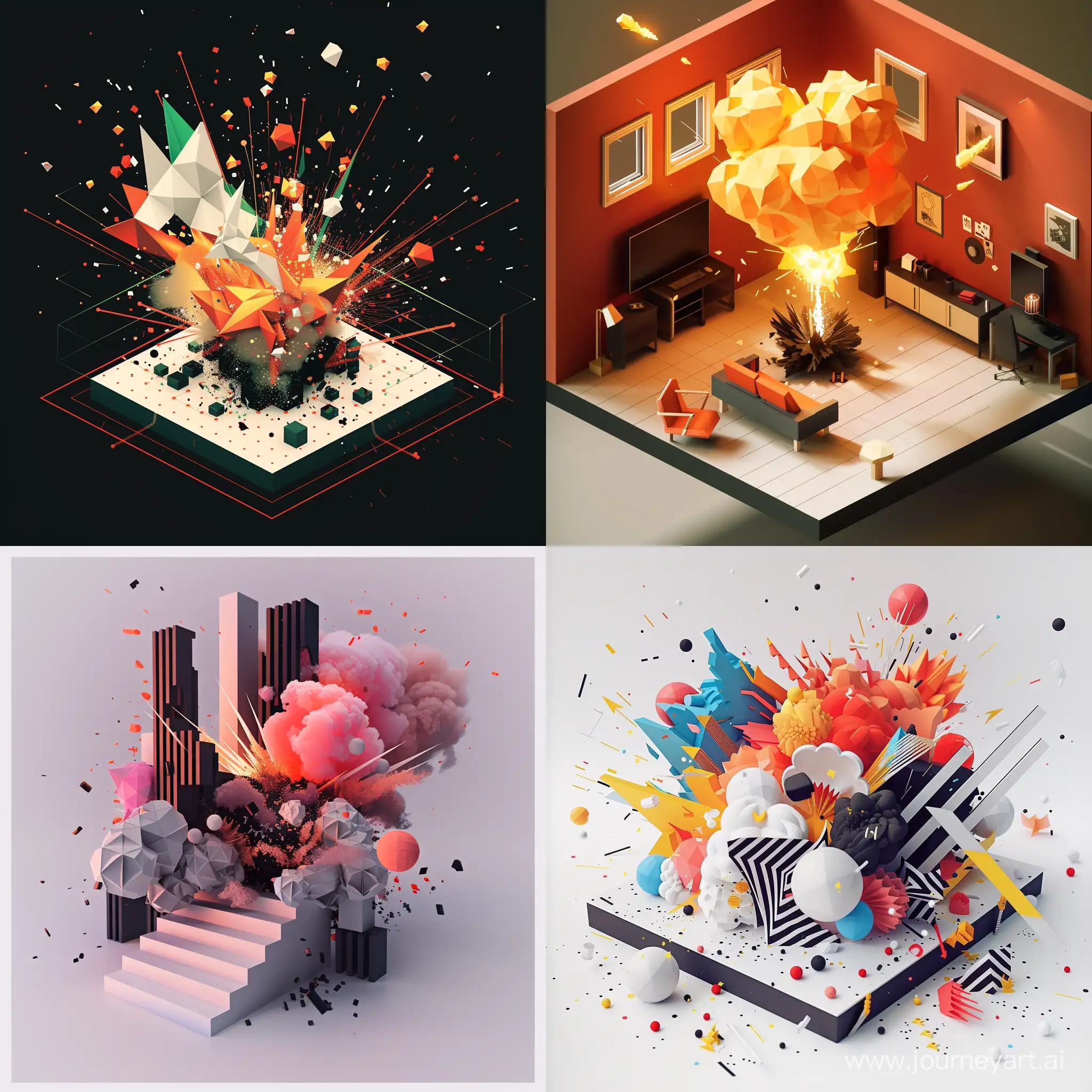 Dynamic-Retro-Noir-Explosion-in-Isometric-Origami-Style