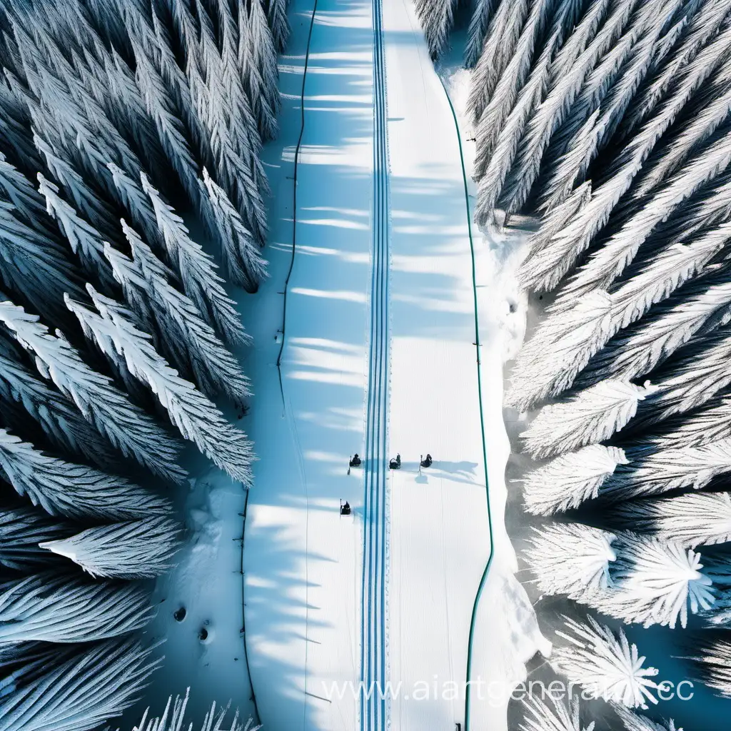 Breathtaking-Aerial-View-of-Skiing-Adventure