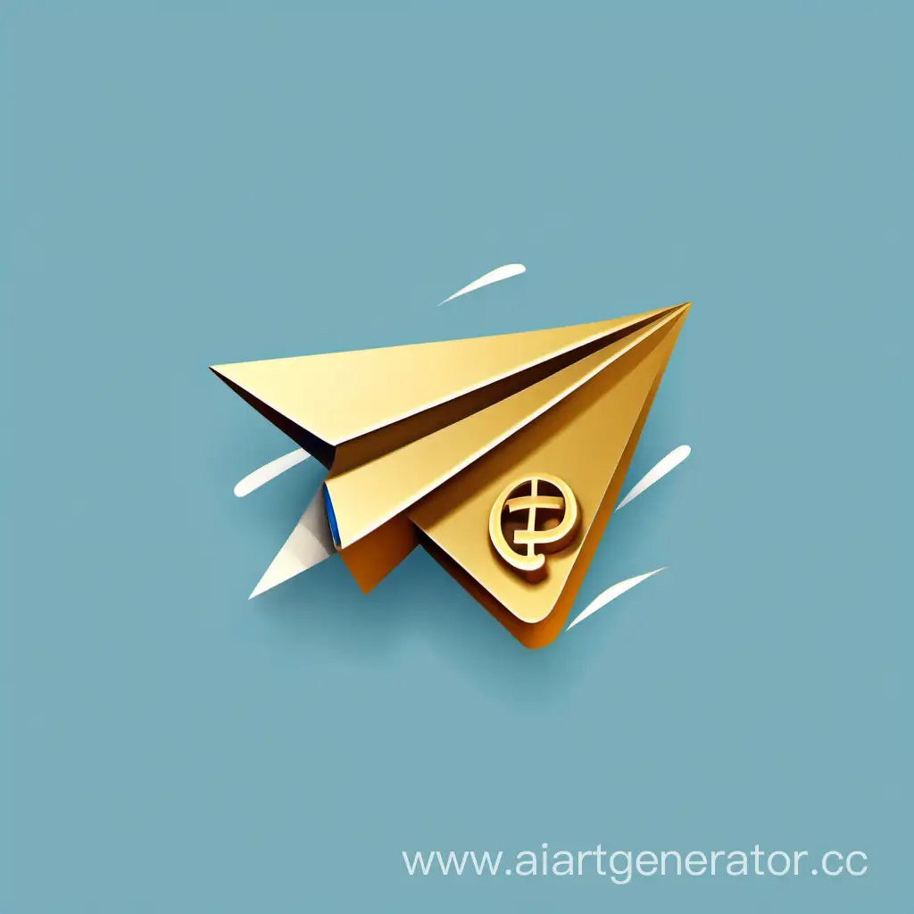 логотип телеграм (ключевой элемент логотип телеграмма, бумажный самолетик) канала размером 640x360, основная тематика финансы. Добавь к ключевому объекту пачку денег и золотую монету и логотип "рубля". Ключевым элементом должен оставаться логотип телеграмма