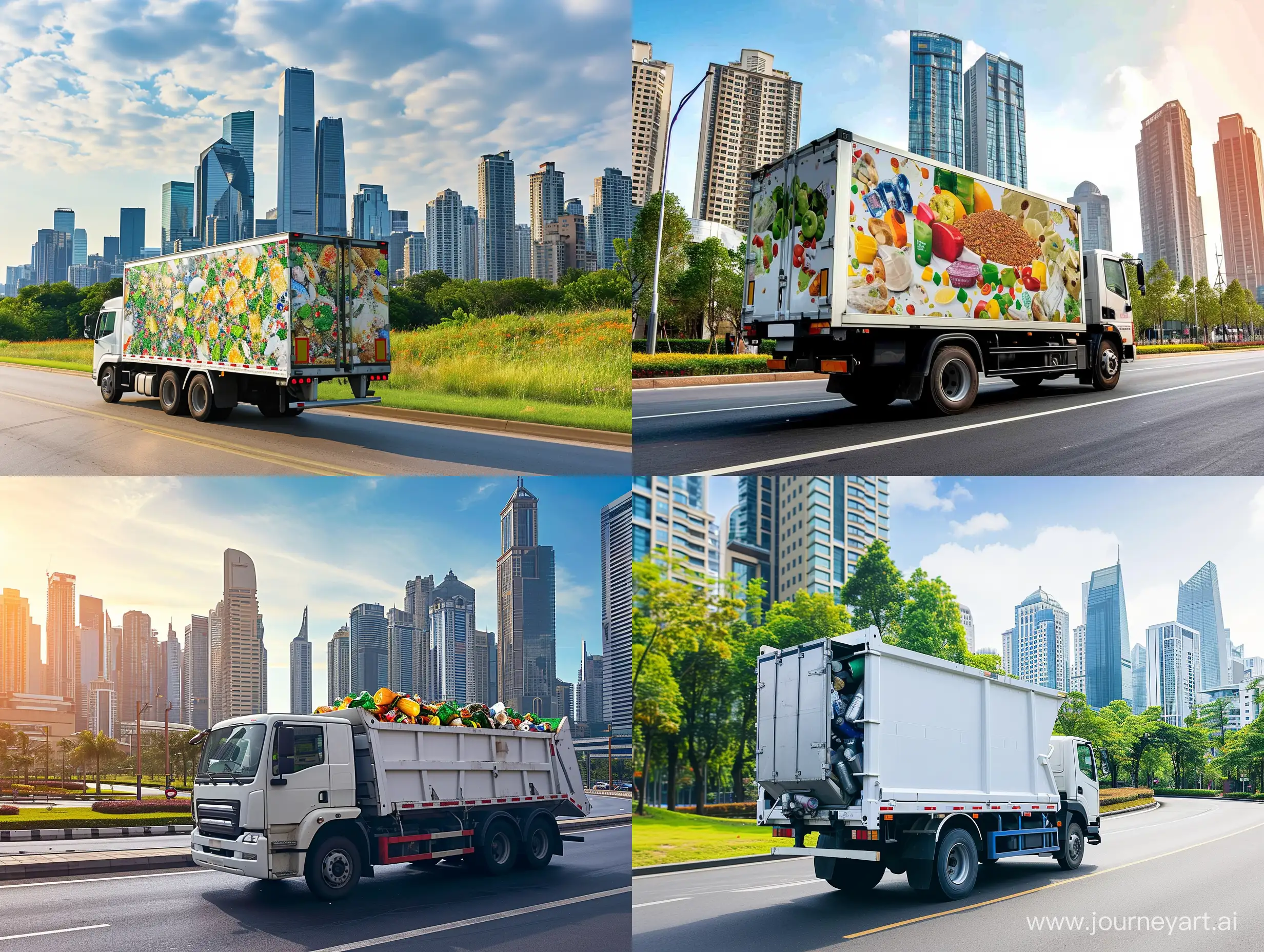 Urban-Food-Recycling-Truck-with-Highrise-Buildings
