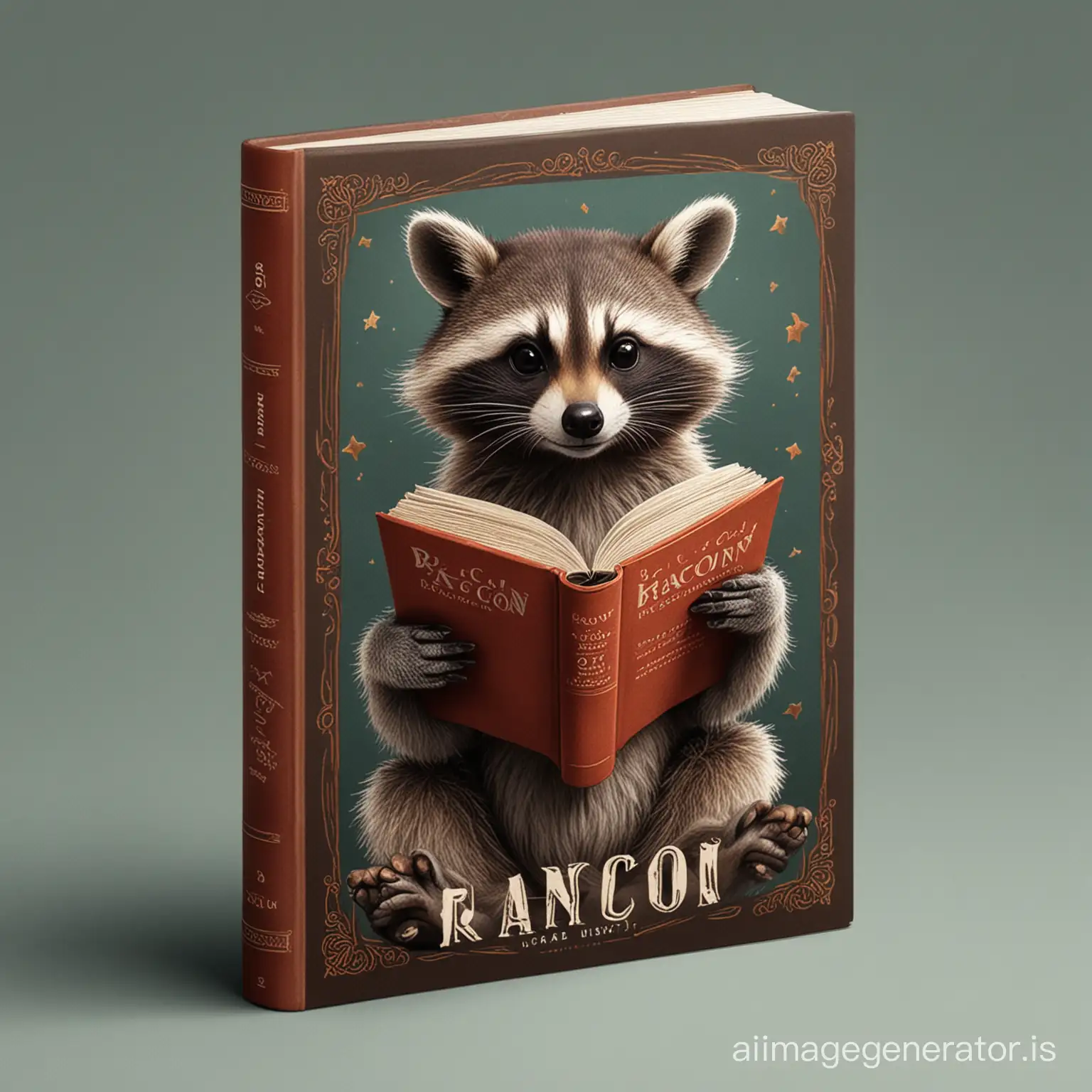 Intelligent Raccoon Reading Book Design | AI Image Generator