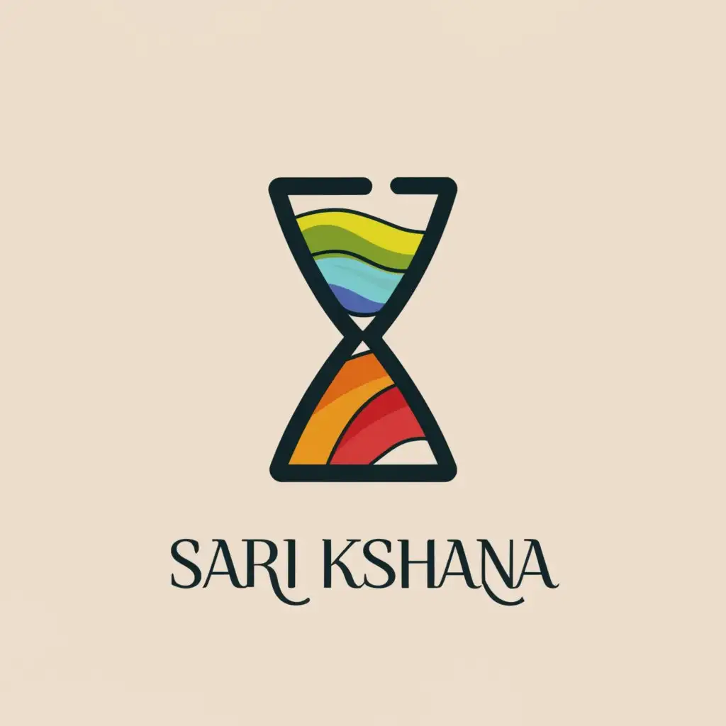 a logo design,with the text "Sari Kshana", main symbol:Hourglass with Fabric,Moderate,clear background