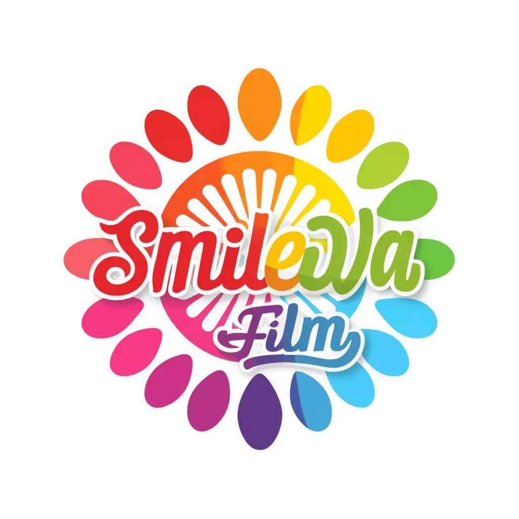 a logo design,with the text 'smile-wa' Film, main symbol:youtube icon, rainbow gradation color, white background,horizontally long,complex,be used in Entertainment industry,clear background