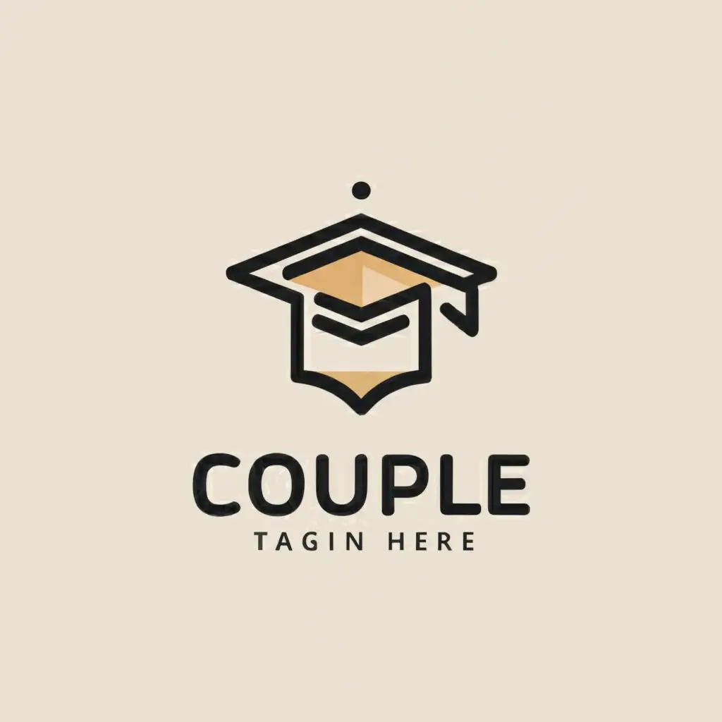 a logo design,with the text "Couple", main symbol:Studentenhut,Moderate,be used in Education industry,clear background