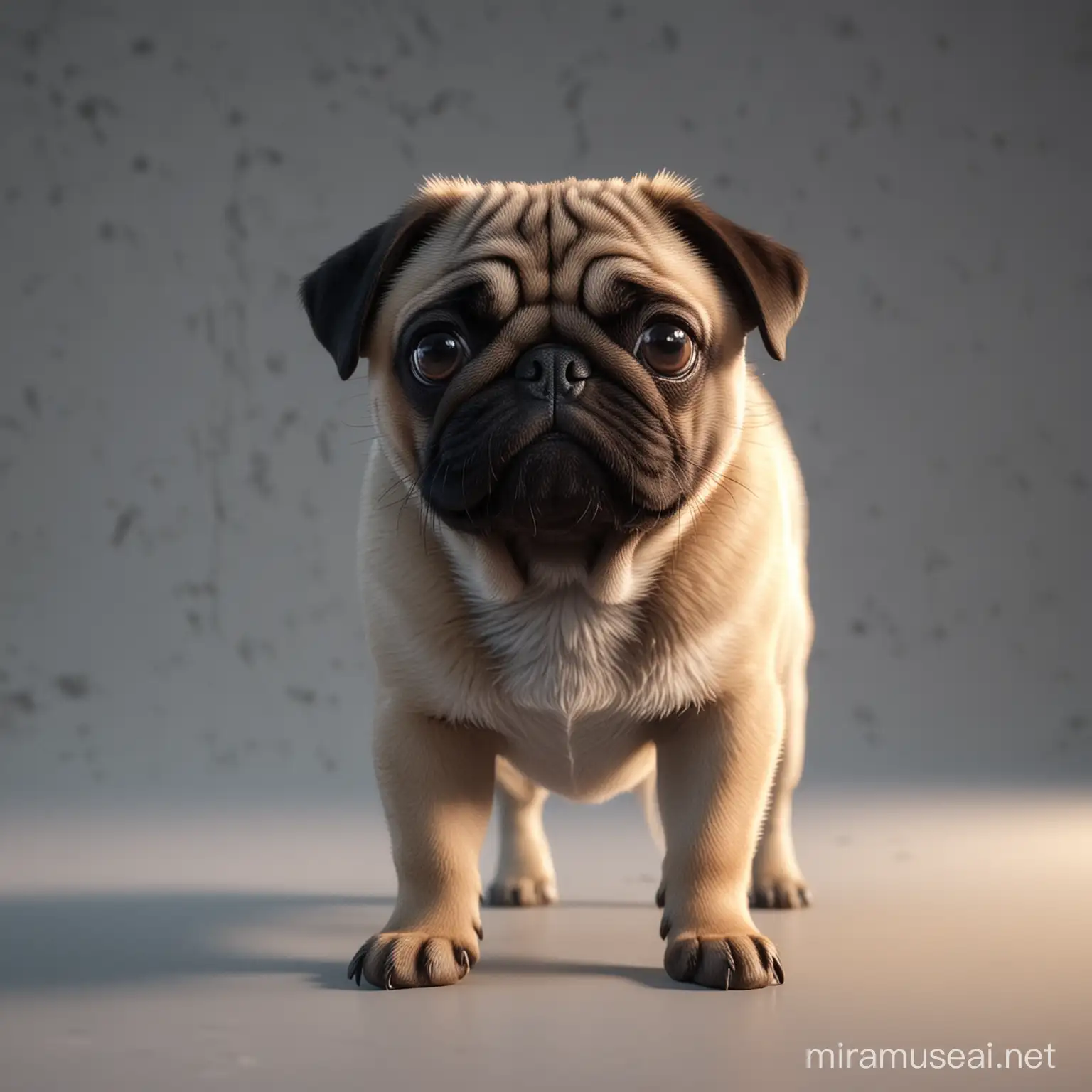 Adorable Pug in Whimsical Digital Art Style