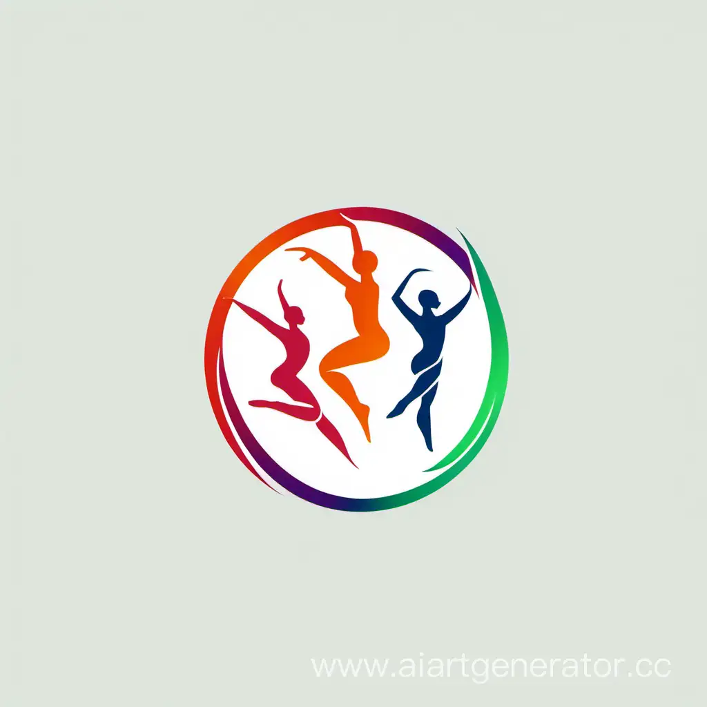 Разноцветный и необычный логотип  гимнастики, плавания и единоборств  одной линией 