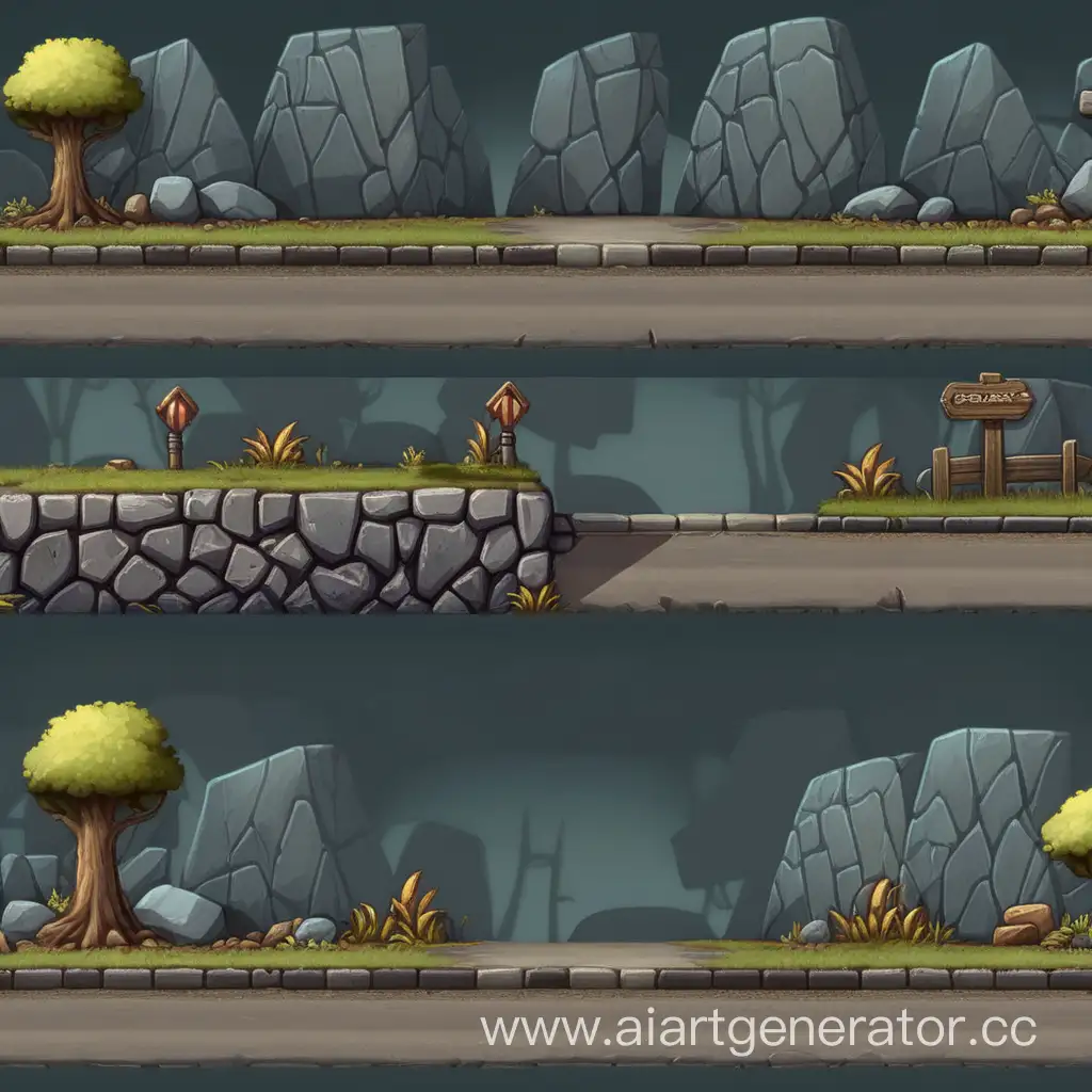 2D sprite/texture for the platform in the game platform-adventure. The material is an old road, mostly asphalt.