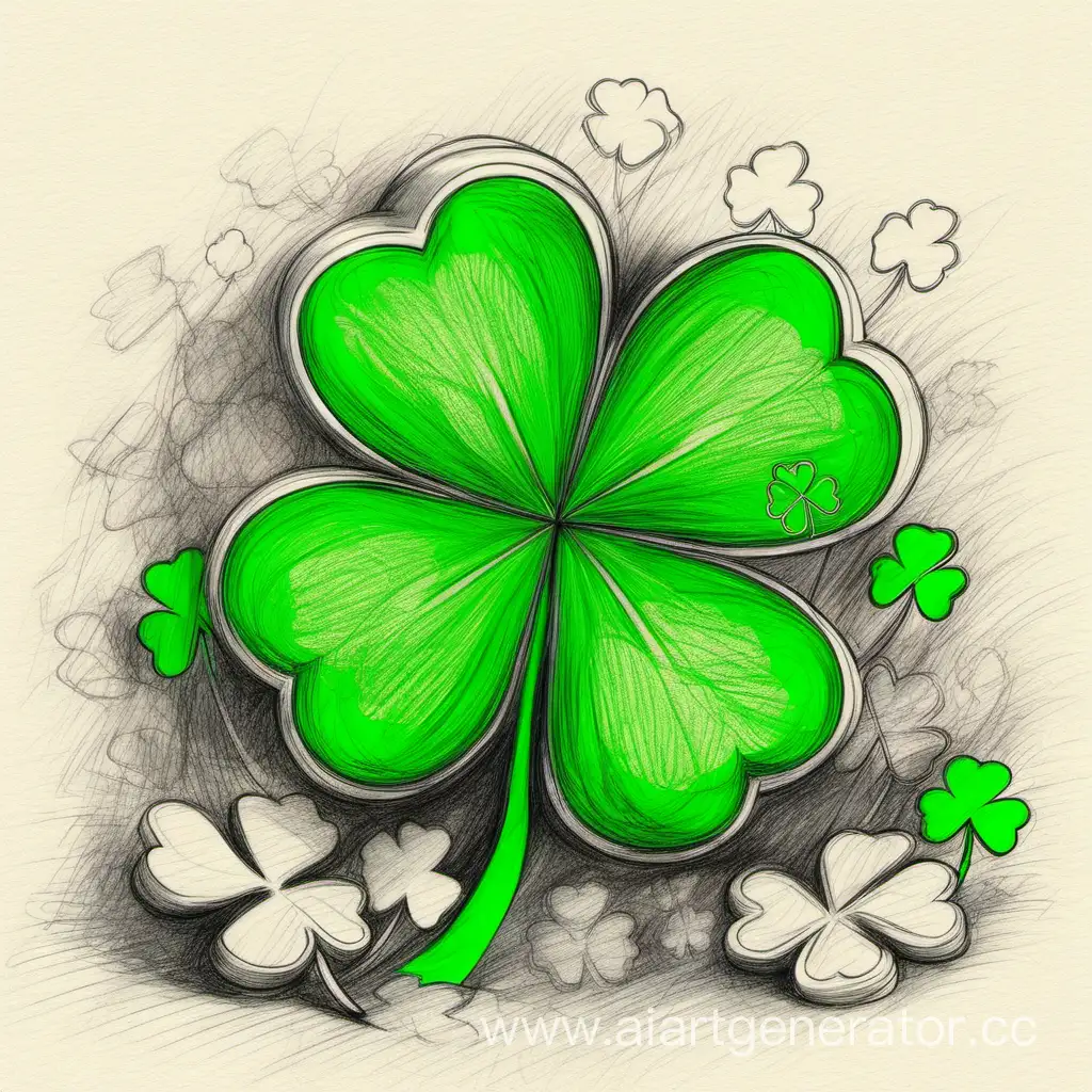 clovers splash, shamrock, st patrict's day, drawing sketch, pencil, --v 5.2 