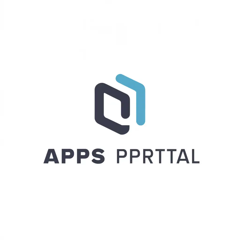 a logo design, with the text 'Apps portal', main symbol: a square, Minimalistic, blue background