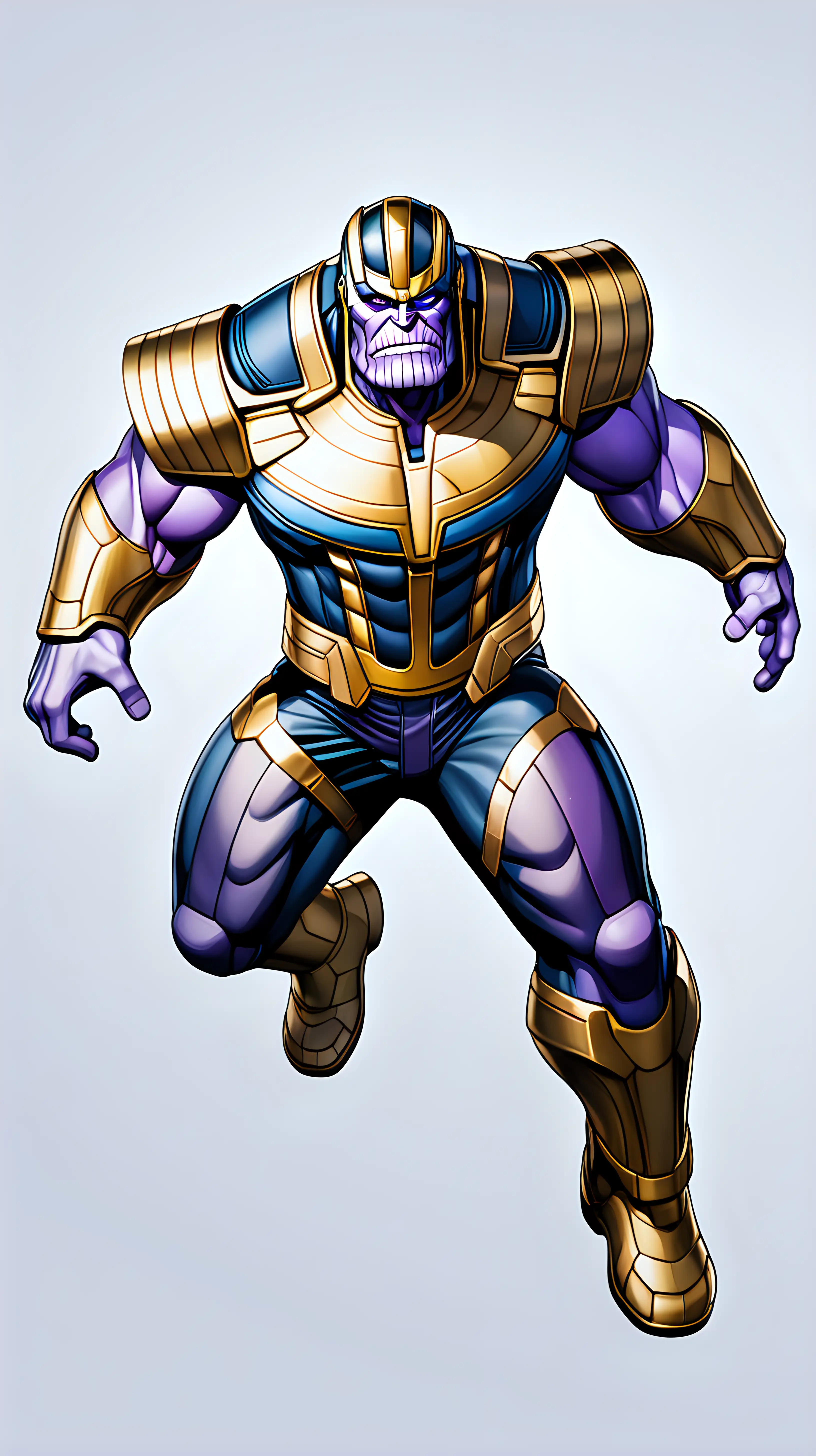 Anime Thanos Floating in the Air Powerful Marvel Villain in Artistic Animation