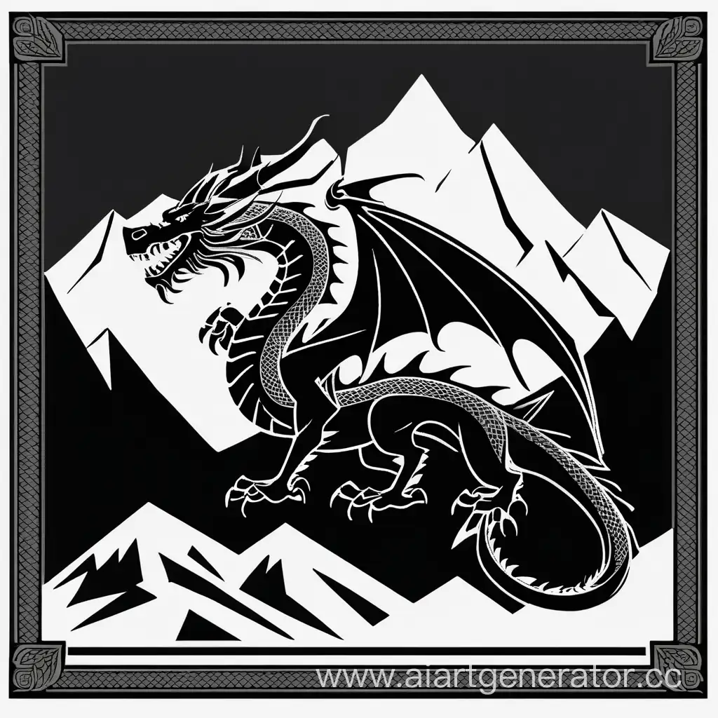 Majestic-Black-Dragon-Guild-Flag-in-White-Mountain-Landscape