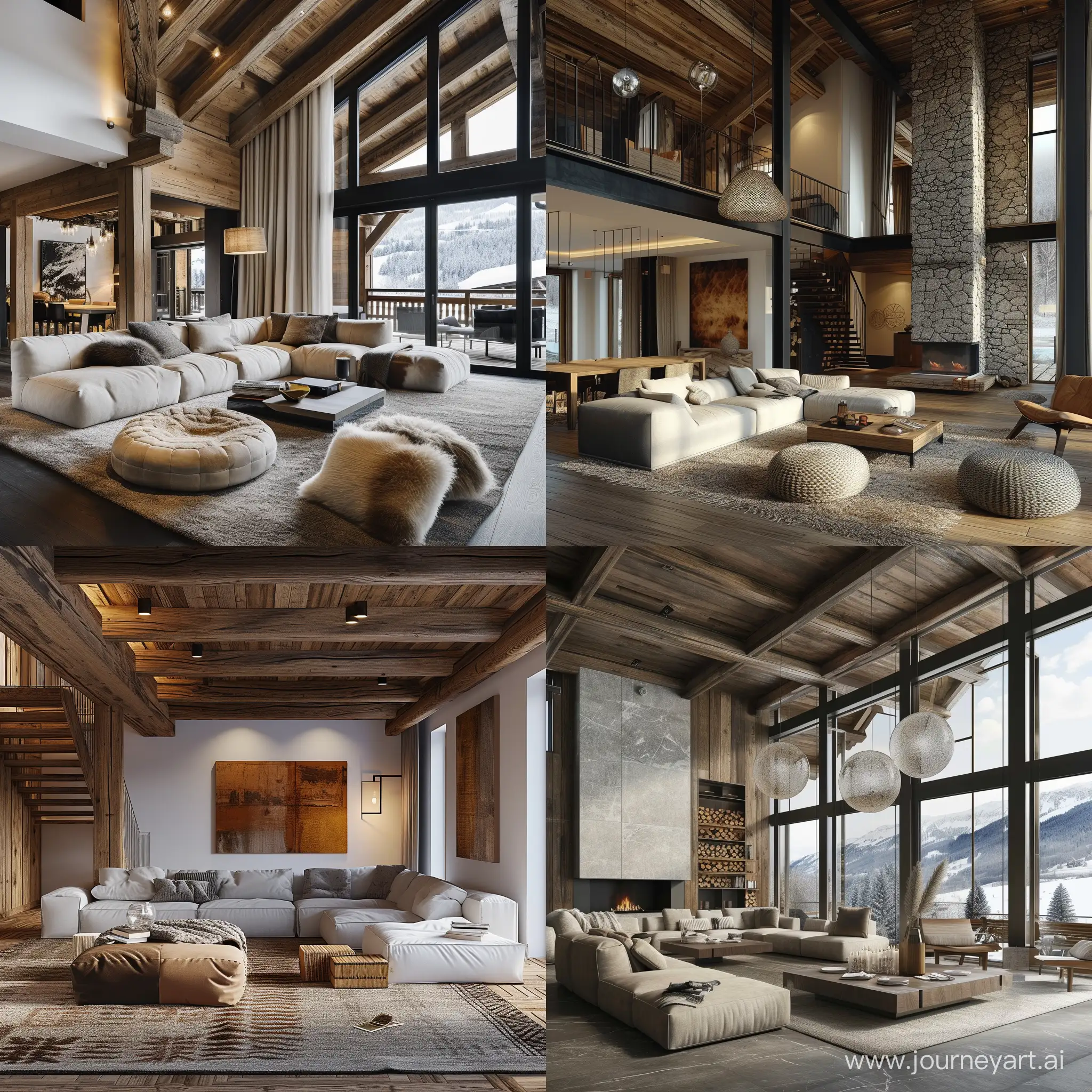 Modern-Chalet-Style-Interior-Design-with-Fireplace