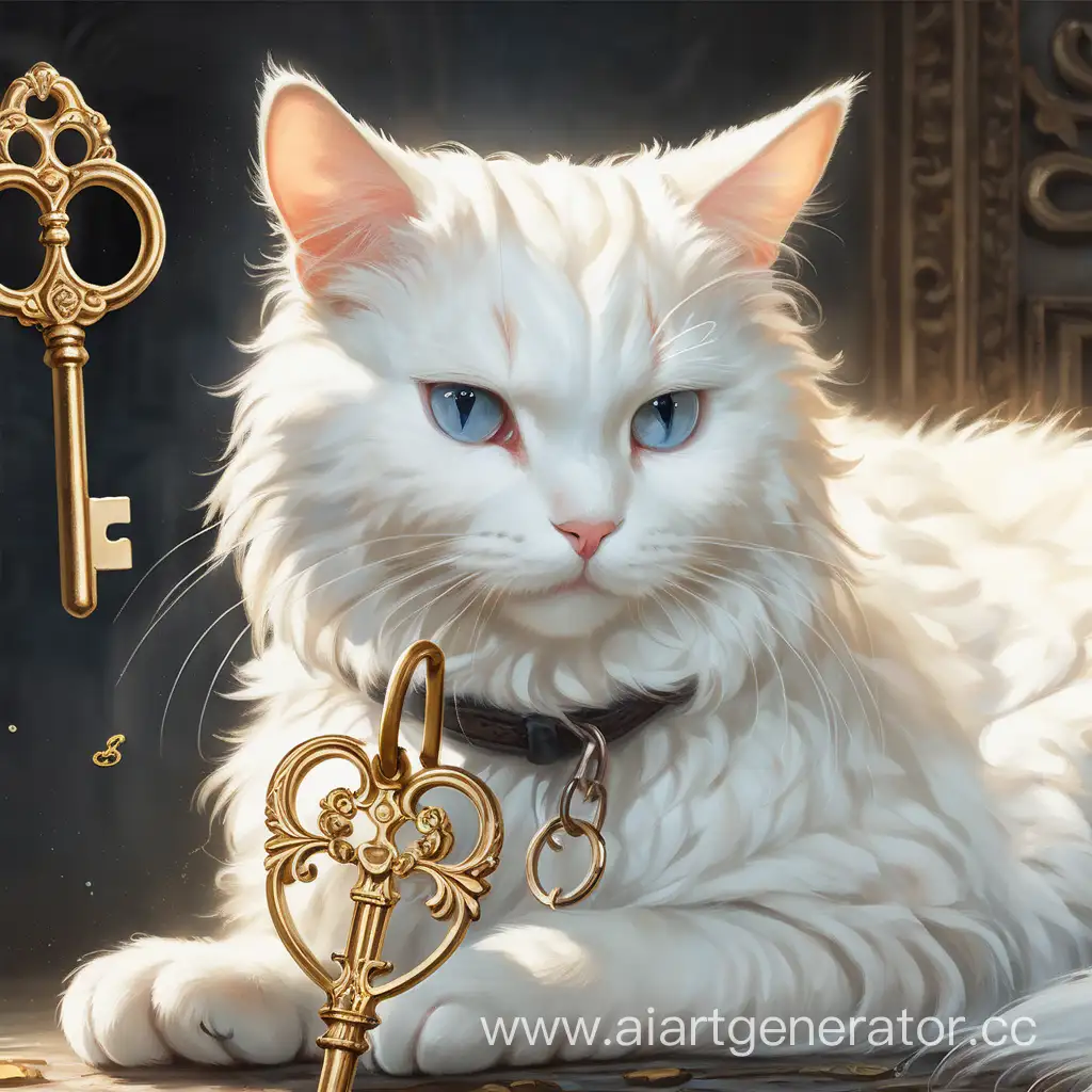 Elegant-White-Cat-Holding-a-Precious-Key