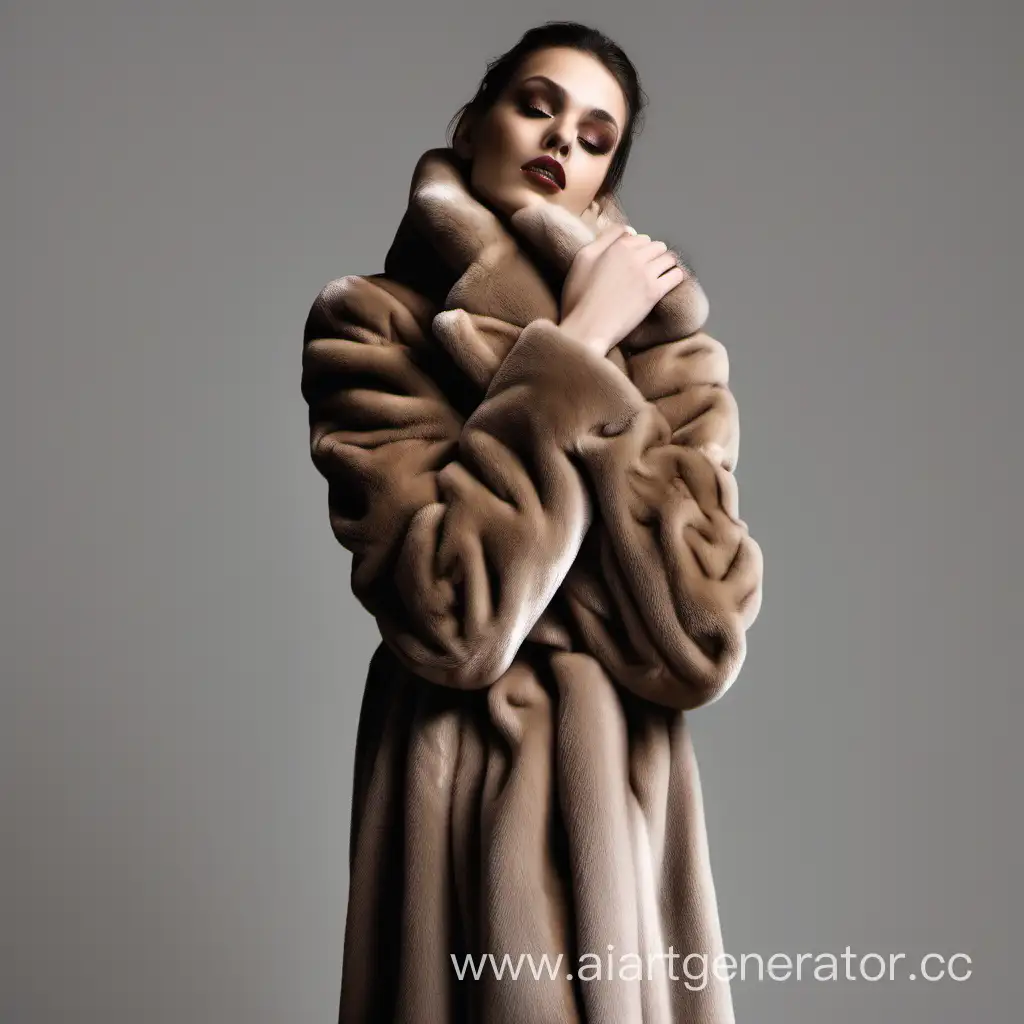 Elegantly-Restrained-Tall-Woman-in-Luxurious-Mink-Coat-with-Tied-Hands