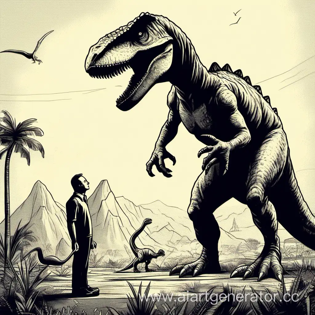 человек и динозавр
