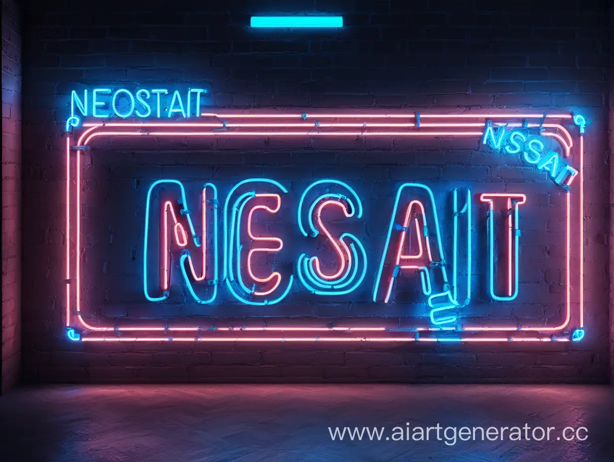 неон, голубой, надпись NeoStait
