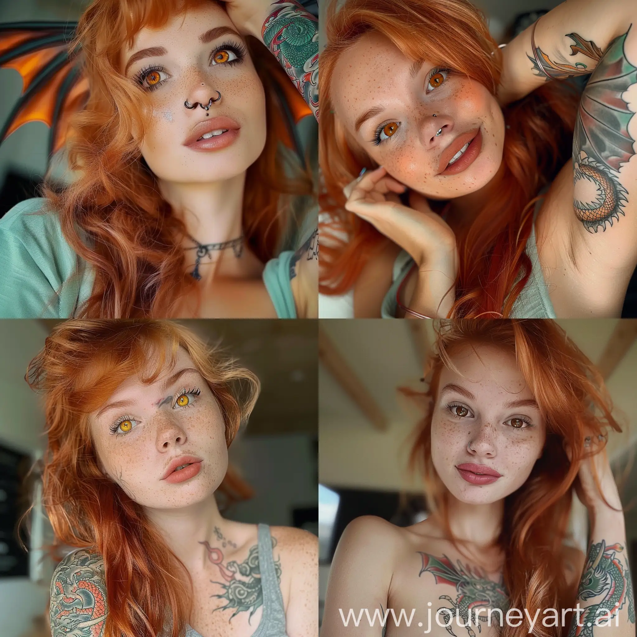Redhead-Girl-with-Amber-Eyes-and-Dragon-Tattoo-in-Sunlight