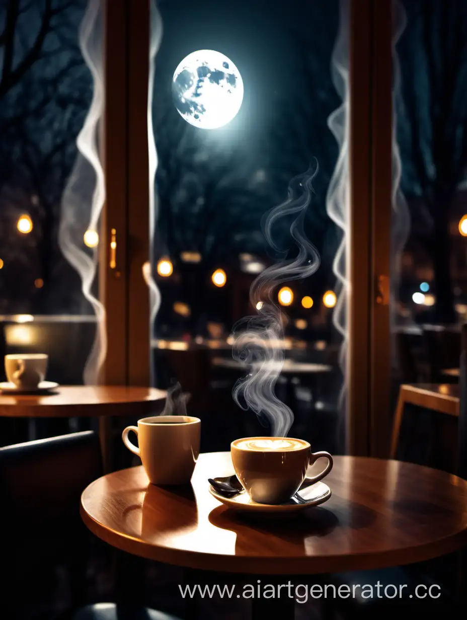 Погрузись в ночную кофейню: теплый свет, аромат кофе, шепот разговоров. Отражение луны в чашке, пар от напитков. Открой для себя мир спокойства и вдохновения. Место встреч с друзьями и медитации. Ночь кофейных ассоциаций