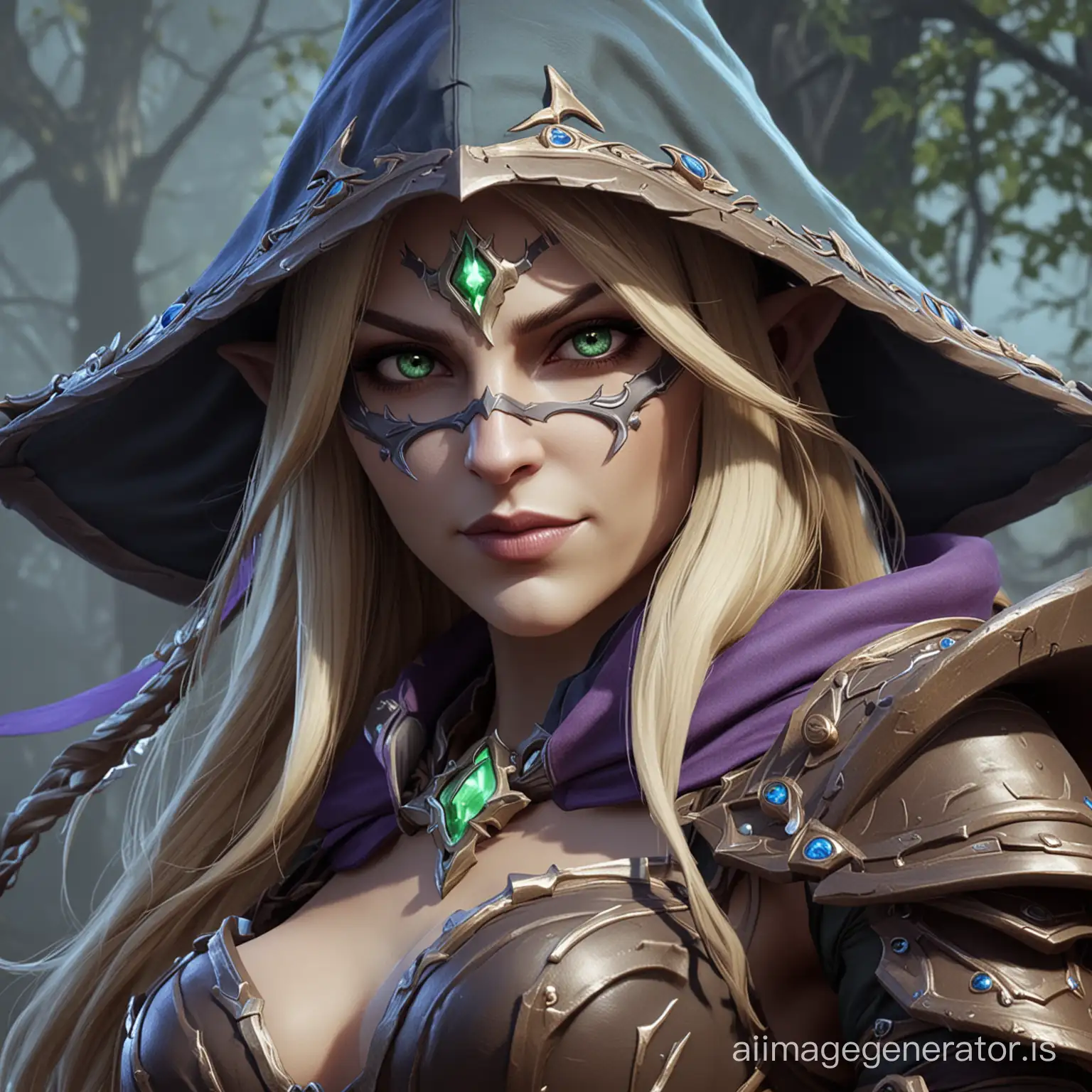 Elven-Warrior-Princess-Sylvanas-Windrunner-in-Battle-Regalia