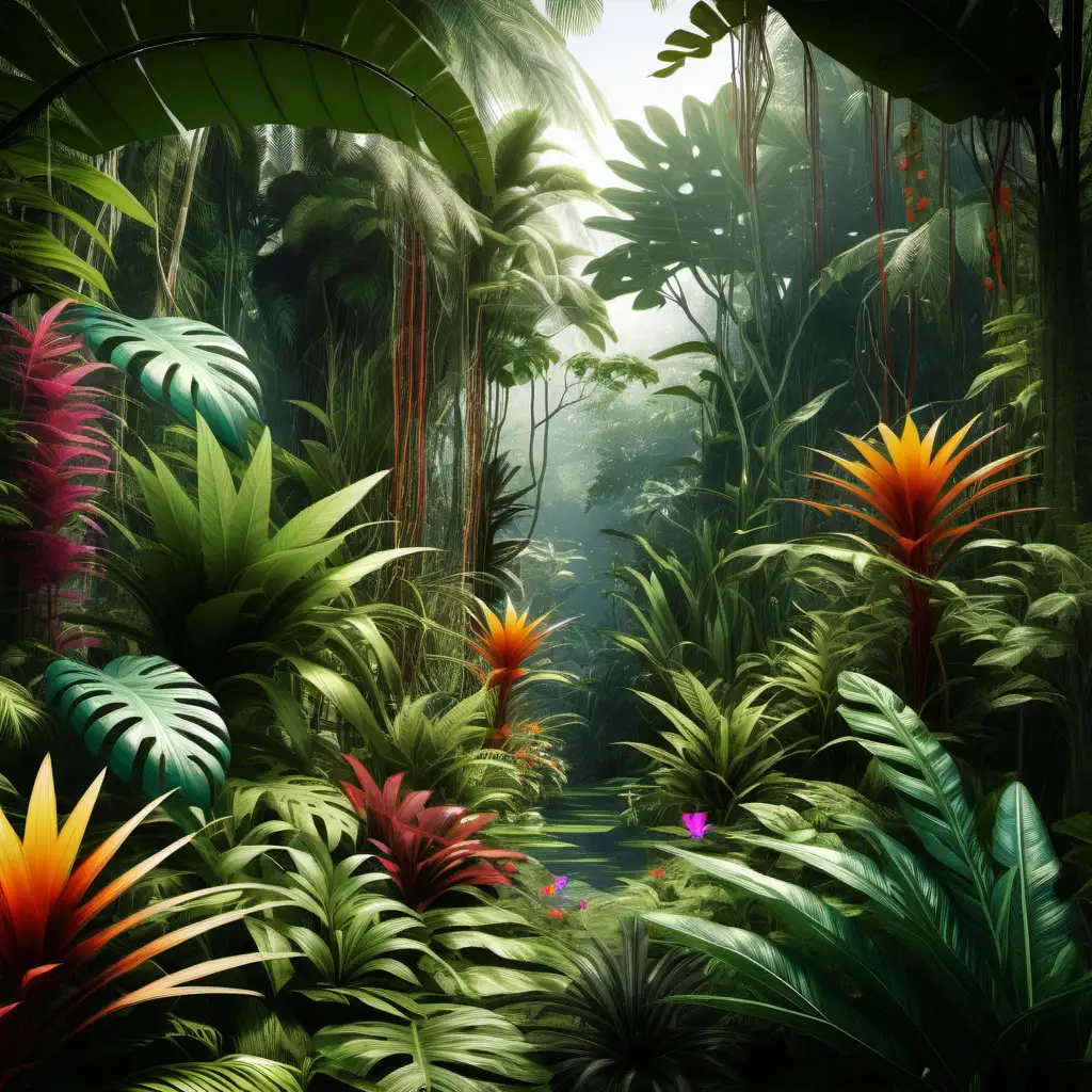 Vibrant Jungle Paradise with Exotic Flora