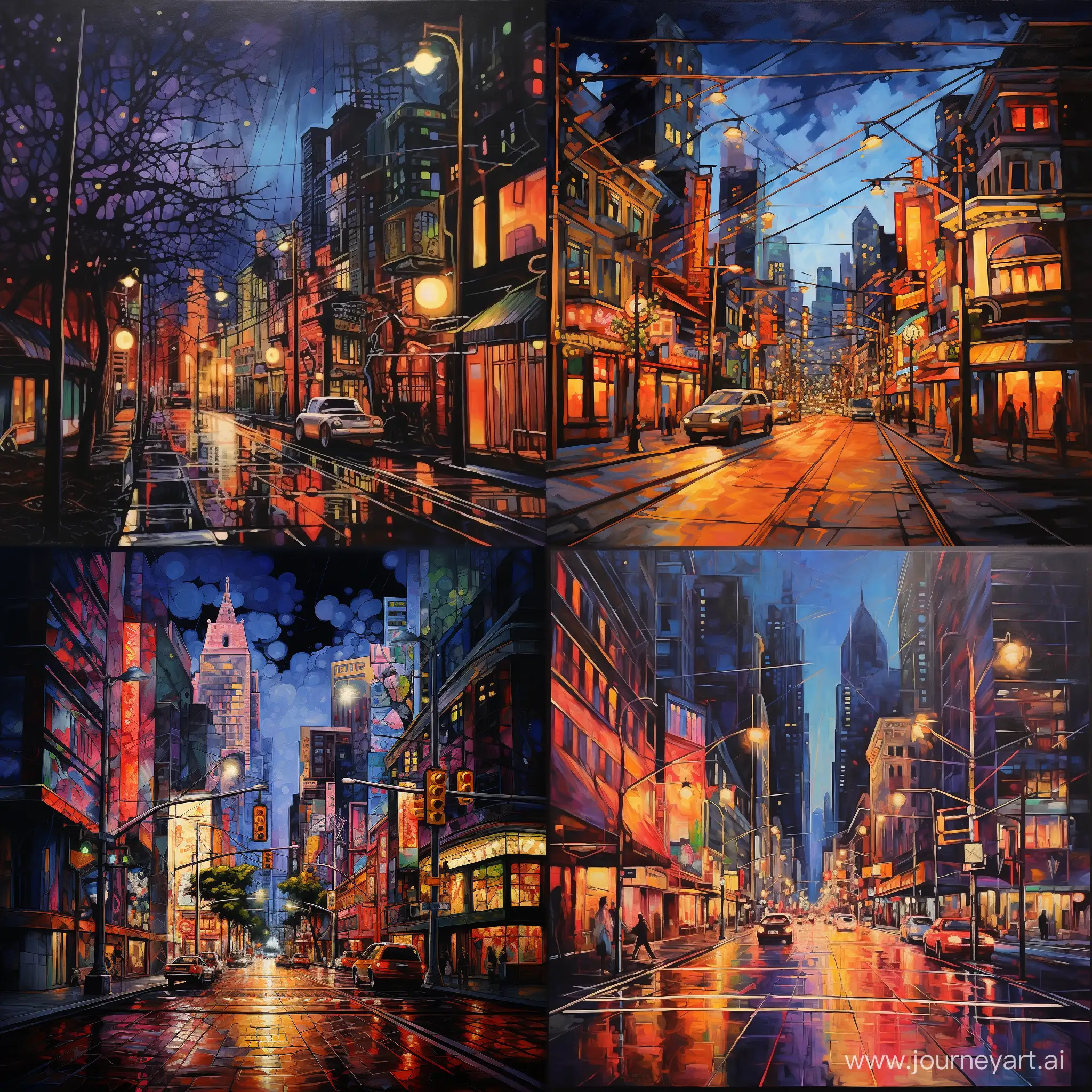 Vibrant-Nightlight-City-Street-Painting