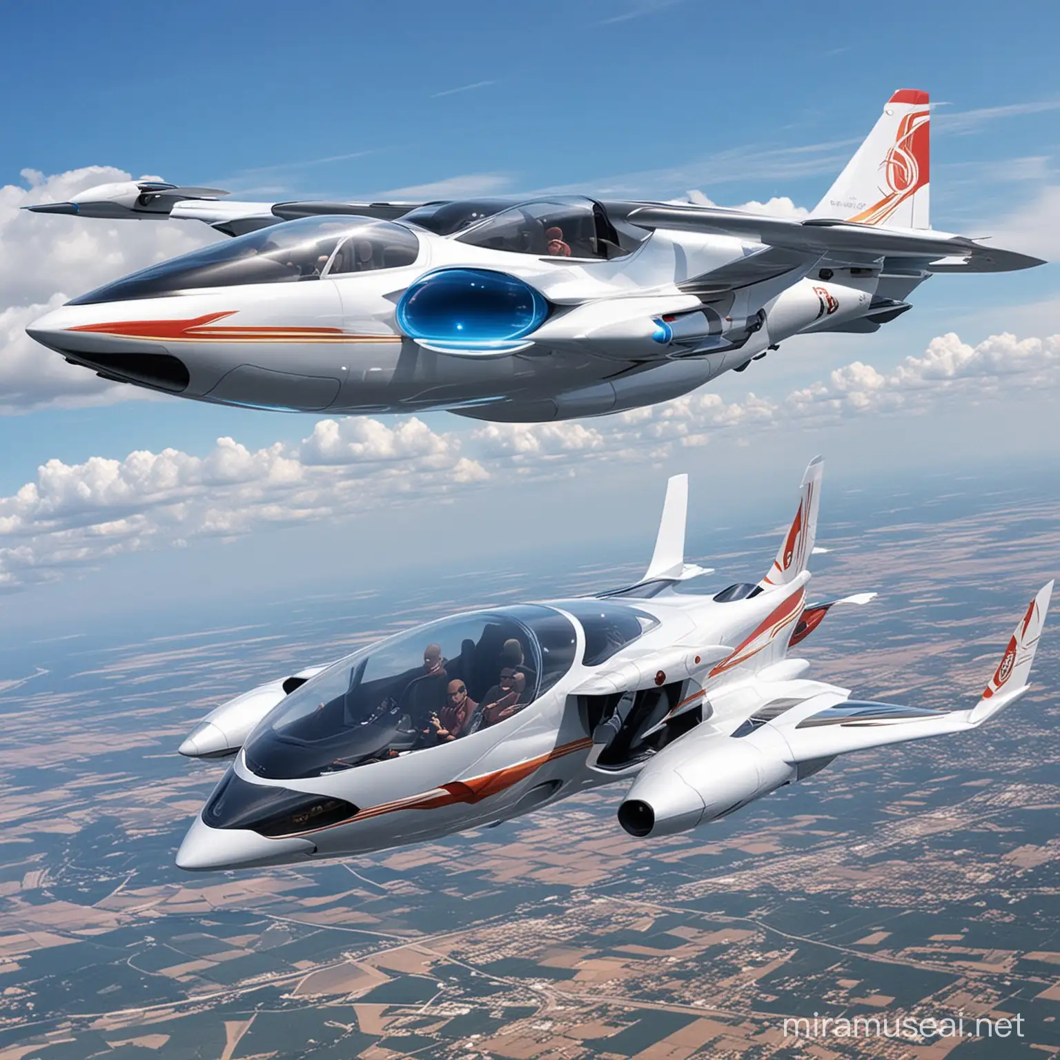 Carros voladores siendo aviones futuristicos