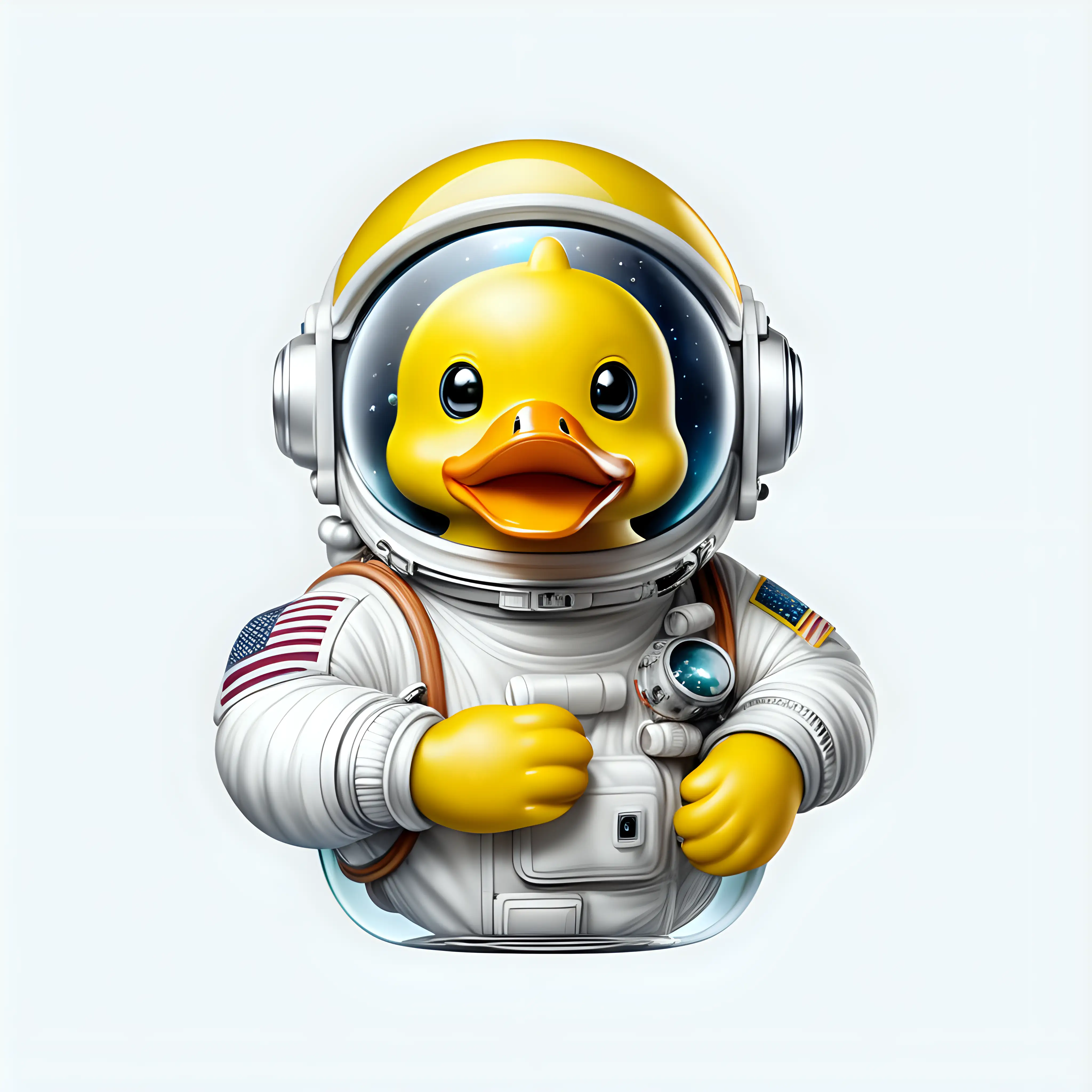 Yellow rubber duck as a astronaut on a transparent background