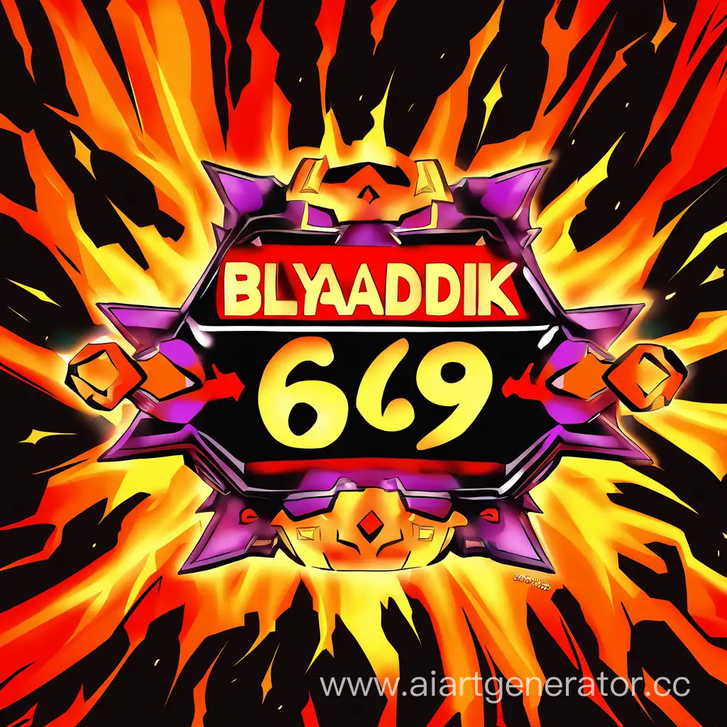 Надпись Blyadik69 на пылающем фоне