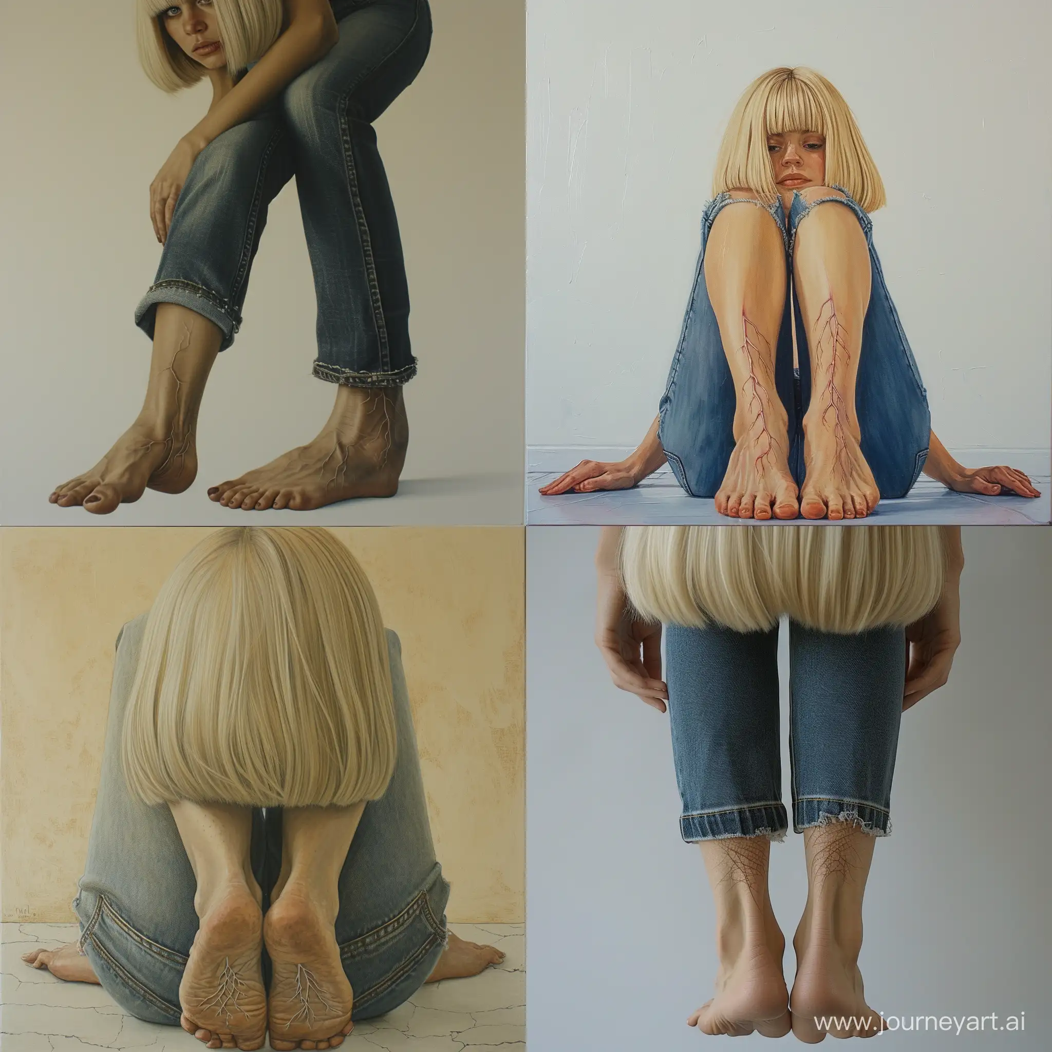 Casual-Blonde-Woman-in-Jeans-Barefoot-with-Unique-Toe-Feature