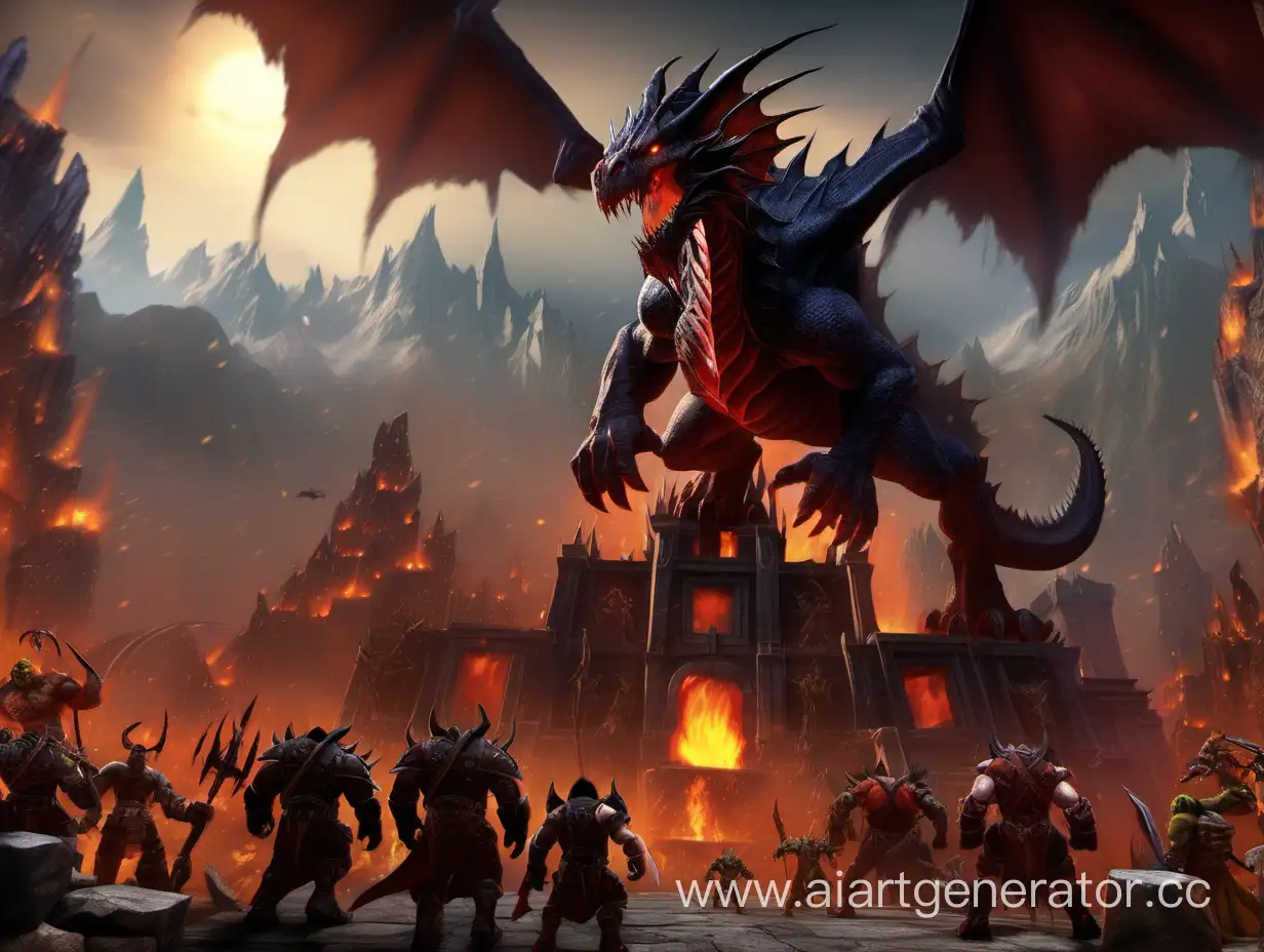 world of war craft вершина черной горы с драконами и орками